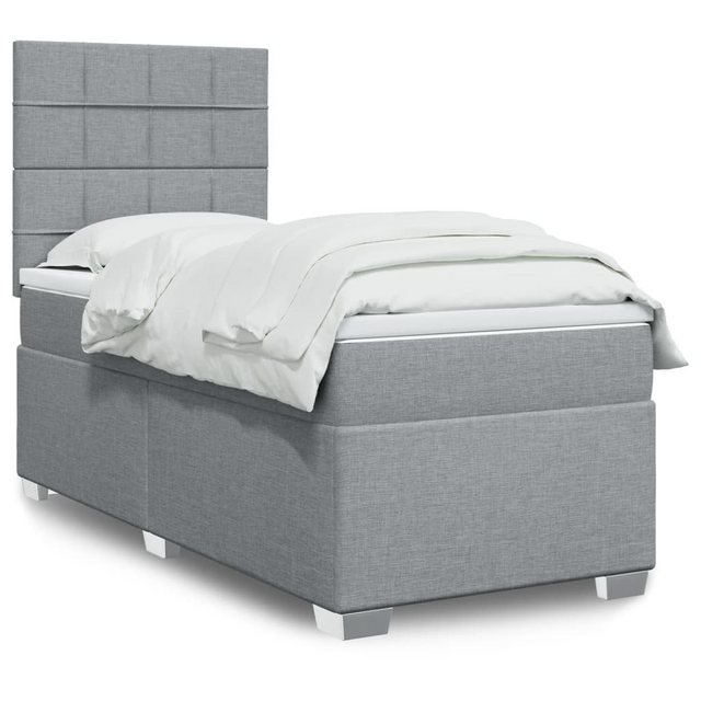 vidaXL Boxspringbett, Boxspringbett mit Matratze Hellgrau 100x200 cm Stoff günstig online kaufen