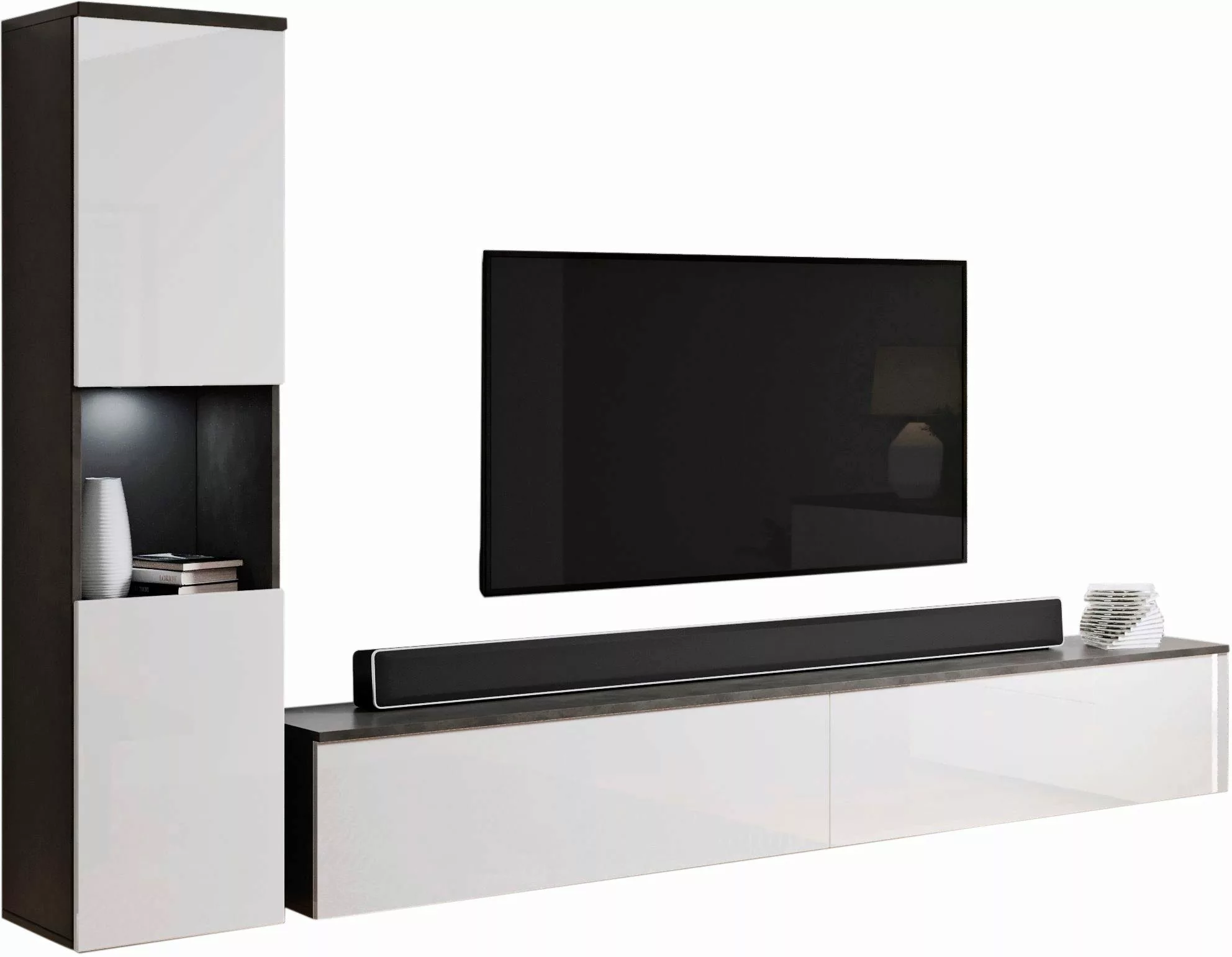 INOSIGN Wohnwand "PARIS, Vitrine Türanschlag links/rechts wechselbar", (Kom günstig online kaufen