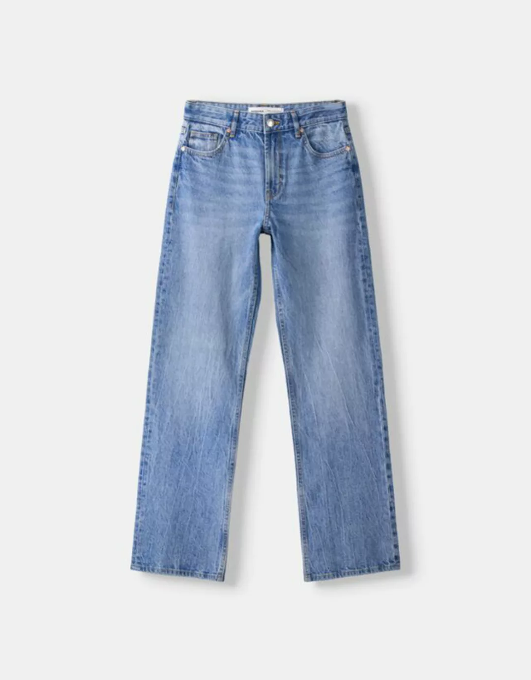 Bershka Straight Fit Jeans Bskteen 38 Ausgewaschenes Blau günstig online kaufen