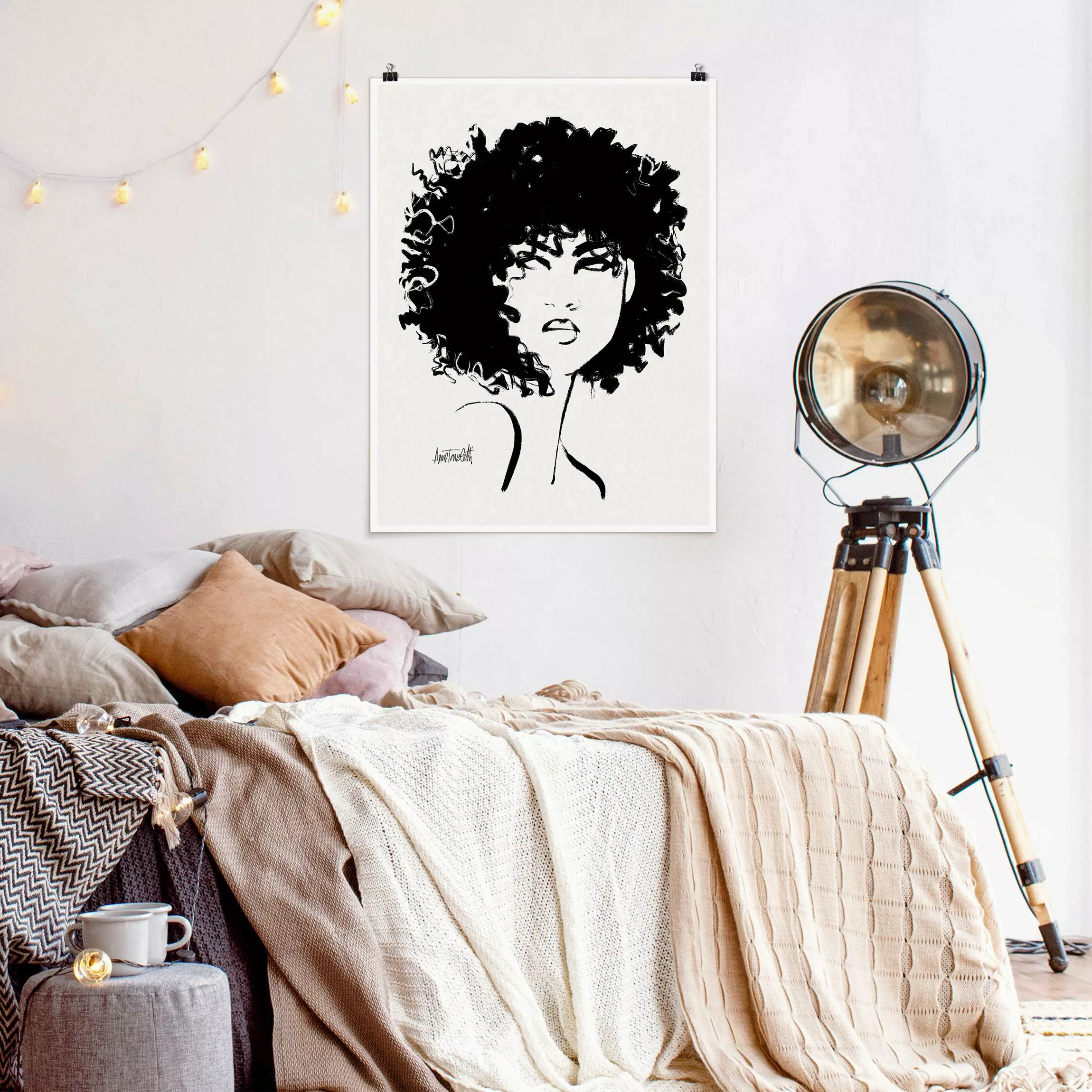 Poster Portrait mit schwarzem Pinsel III günstig online kaufen