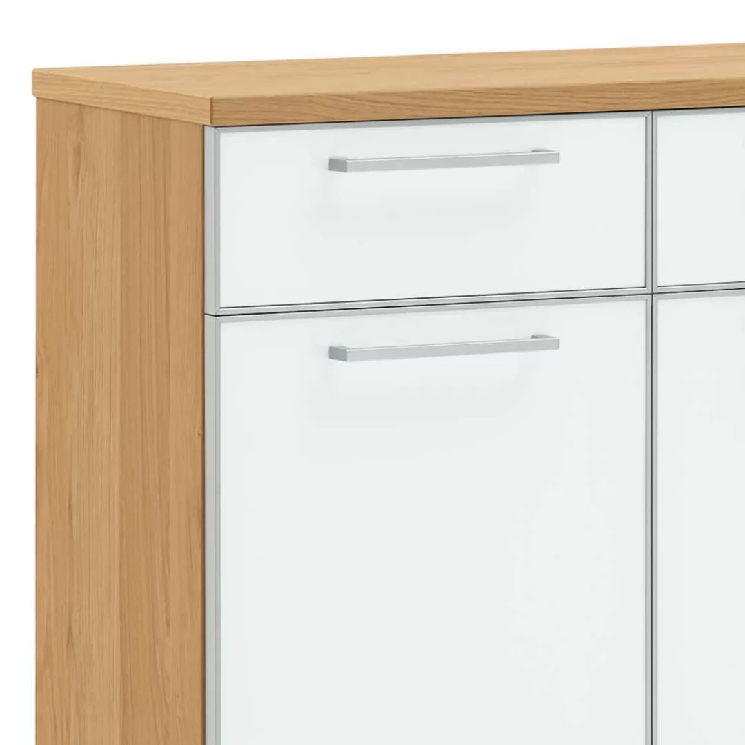 Design Schuhschrank in Weiß Glas beschichtet Eiche Bianco furniert günstig online kaufen