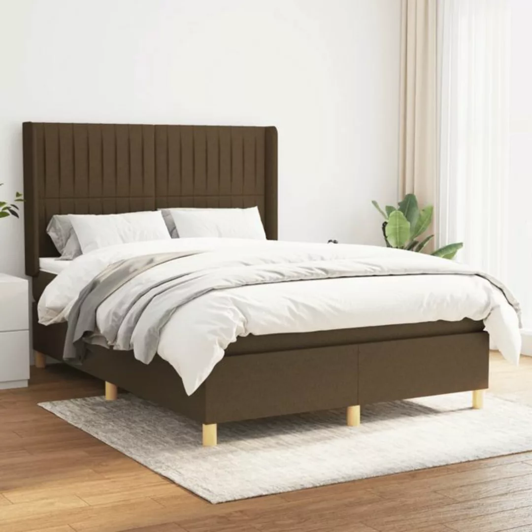 Vidaxl Boxspringbett Mit Matratze Dunkelbraun 140x200 Cm Stoff günstig online kaufen