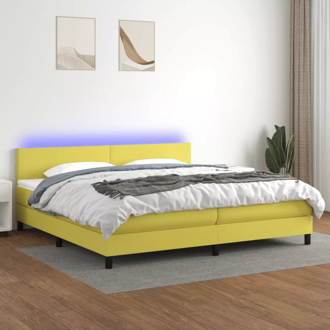 Vidaxl Boxspringbett Mit Matratze & Led Grün 200x200 Cm Stoff günstig online kaufen