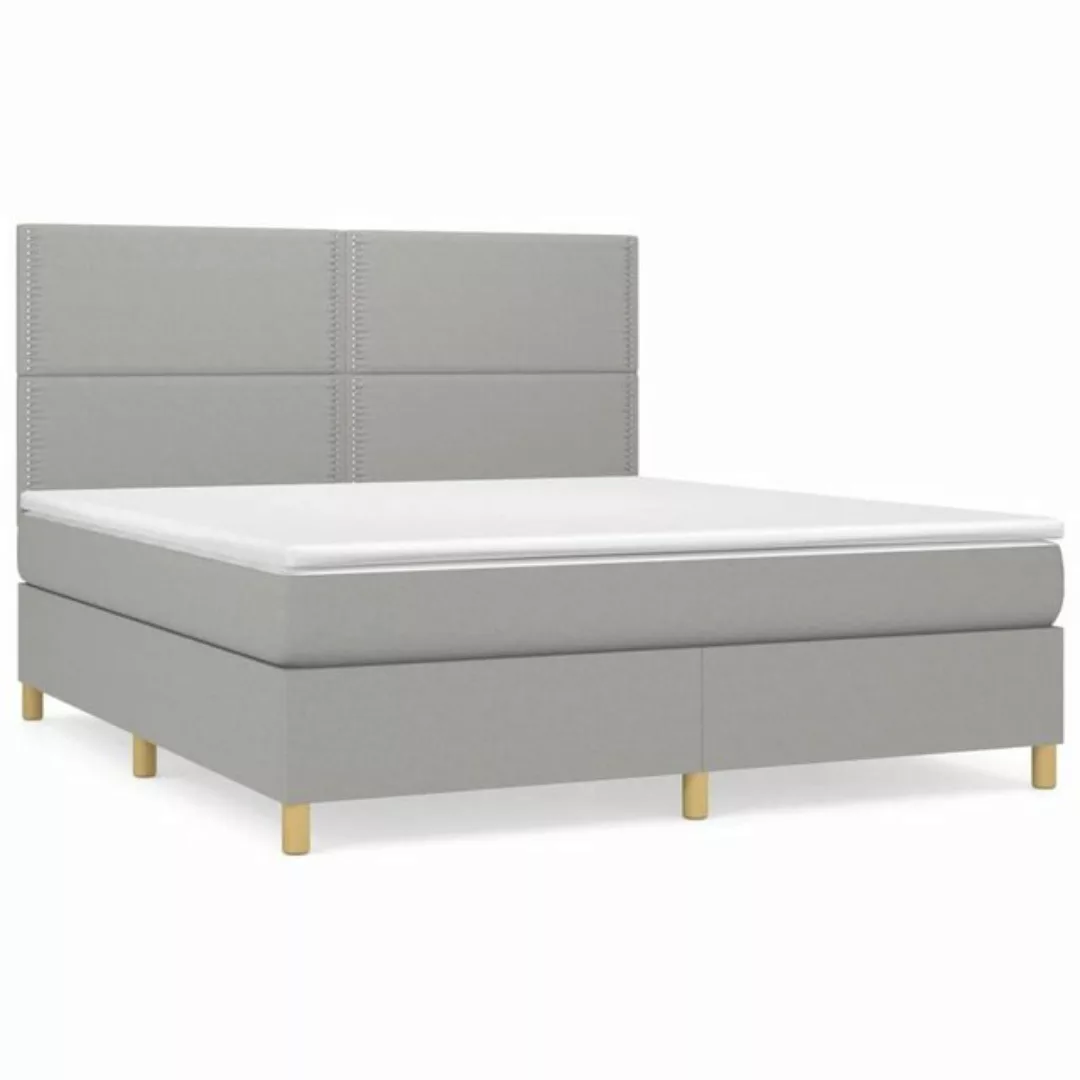 vidaXL Bettgestell Boxspringbett mit Matratze Hellgrau 180x200 cm Stoff Bet günstig online kaufen