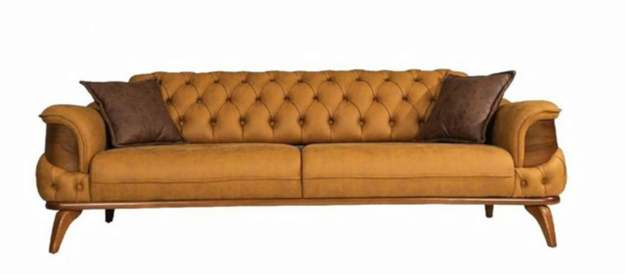 Xlmoebel Sofa Luxus Chesterfield Dreisitzer Sofa in gelbem Leder aus den US günstig online kaufen