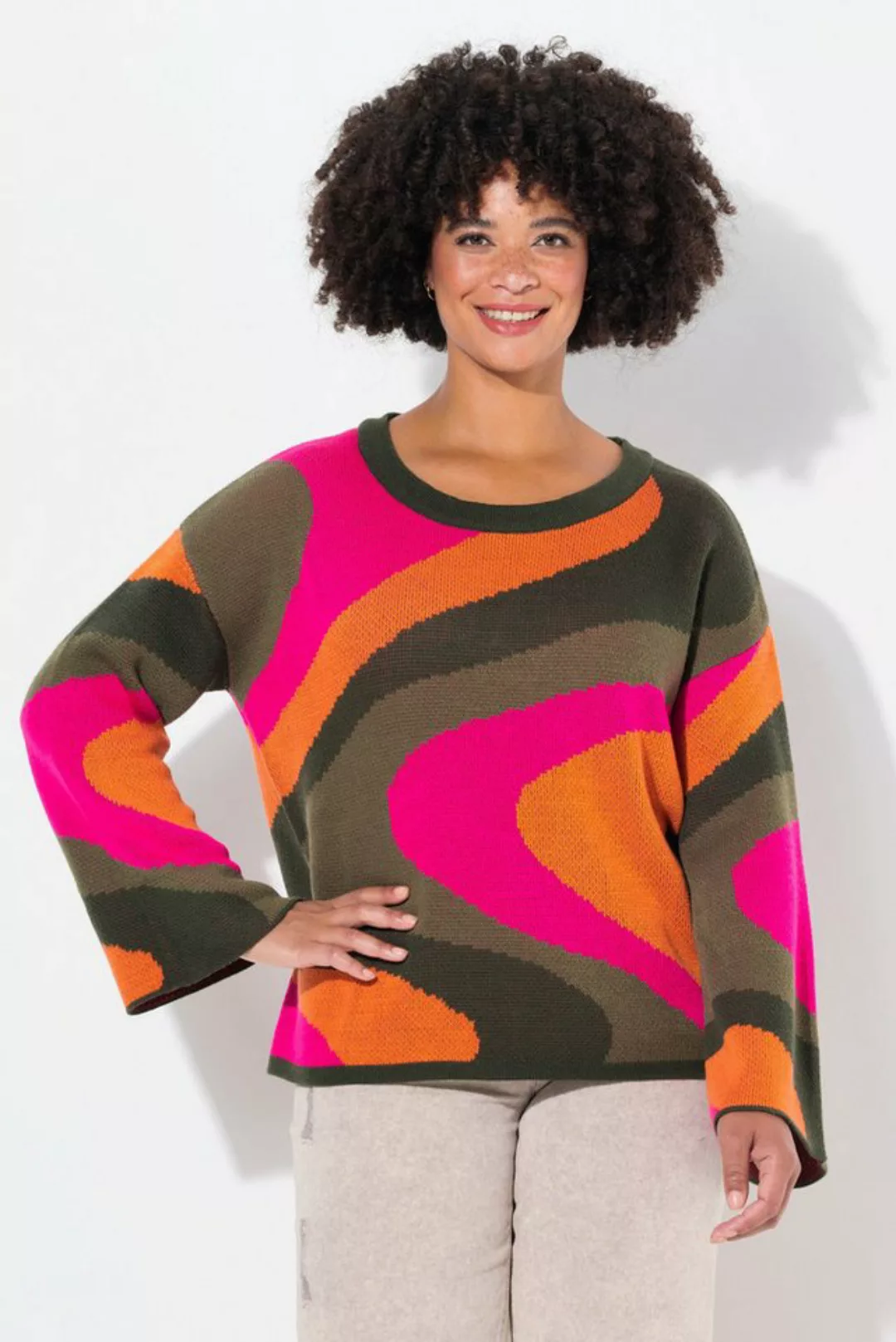 Angel of Style Strickpullover Pullover oversized Colormuster Trompetenärmel günstig online kaufen