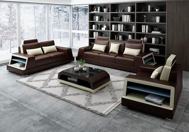 JVmoebel Sofa Wohnzimmer Beige Polster Sofagarnitur 3+2+2 Sitzer Modern Neu günstig online kaufen