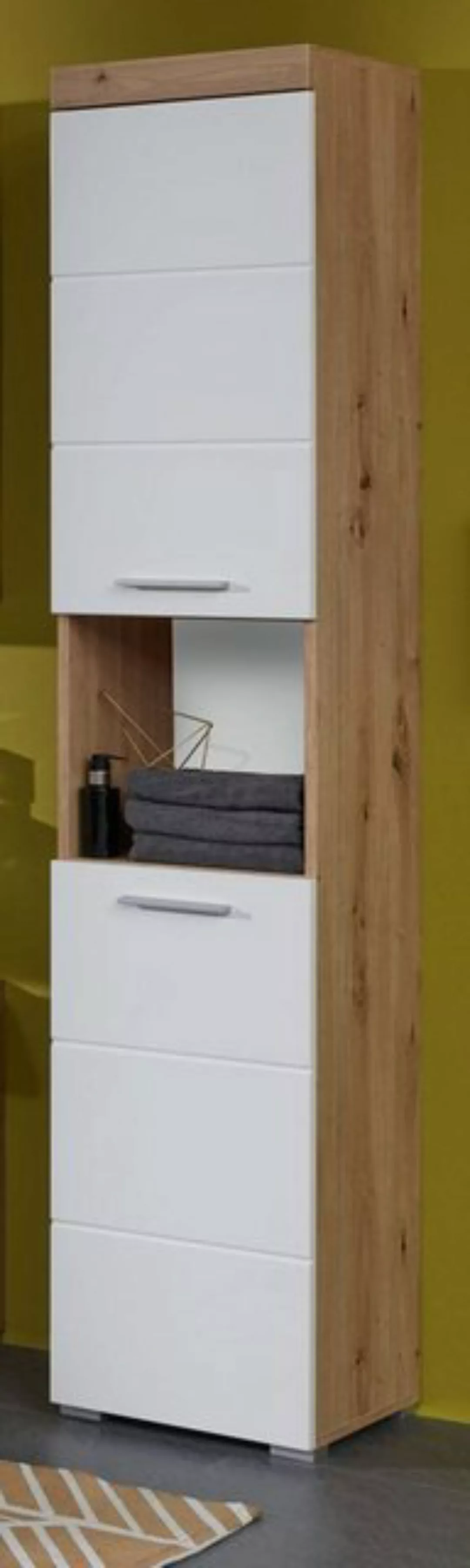 trendteam Hochschrank Amanda (Badschrank in weiß mit Eiche, 2-türig, 37 x 1 günstig online kaufen