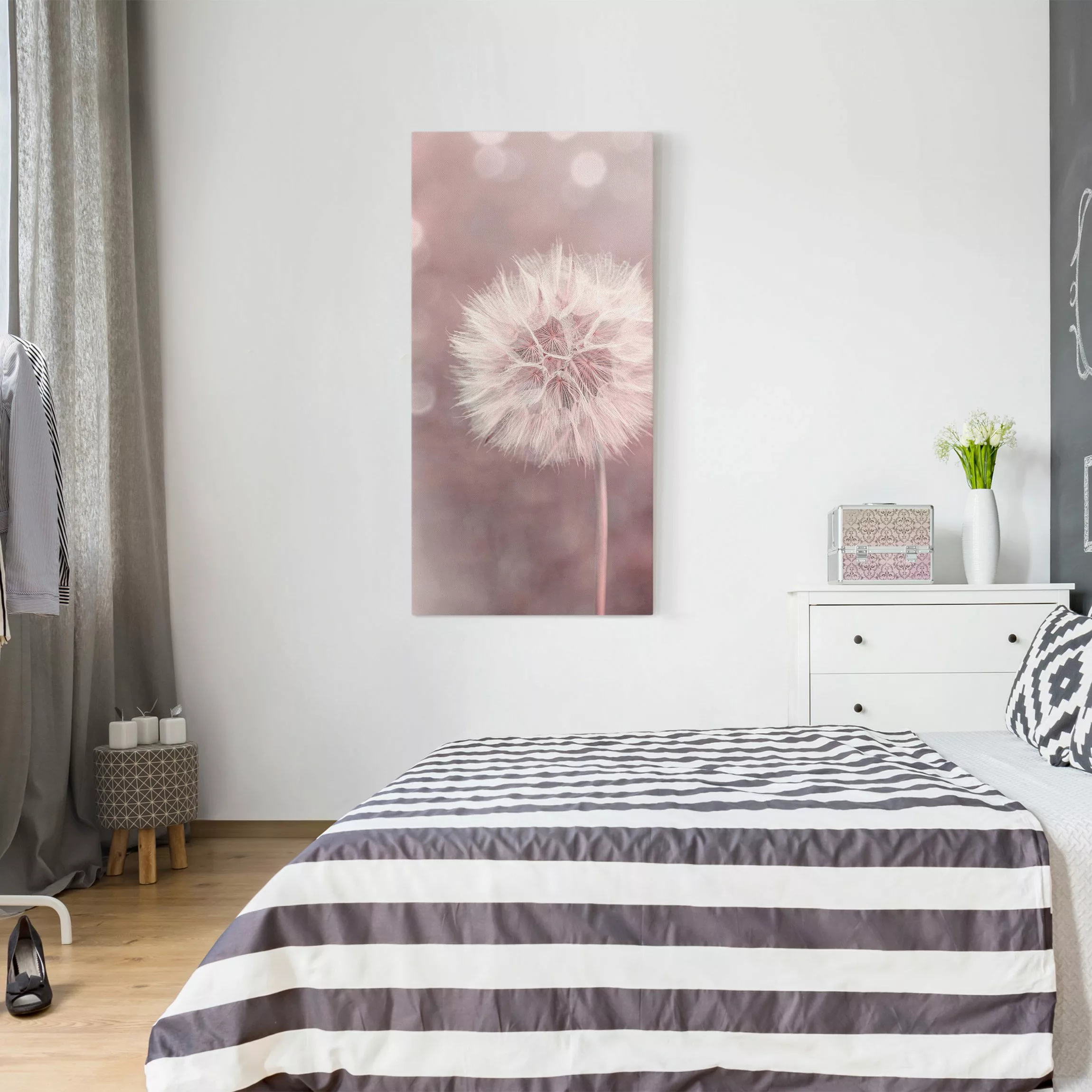 Leinwandbild Pusteblume Bokeh rosa günstig online kaufen