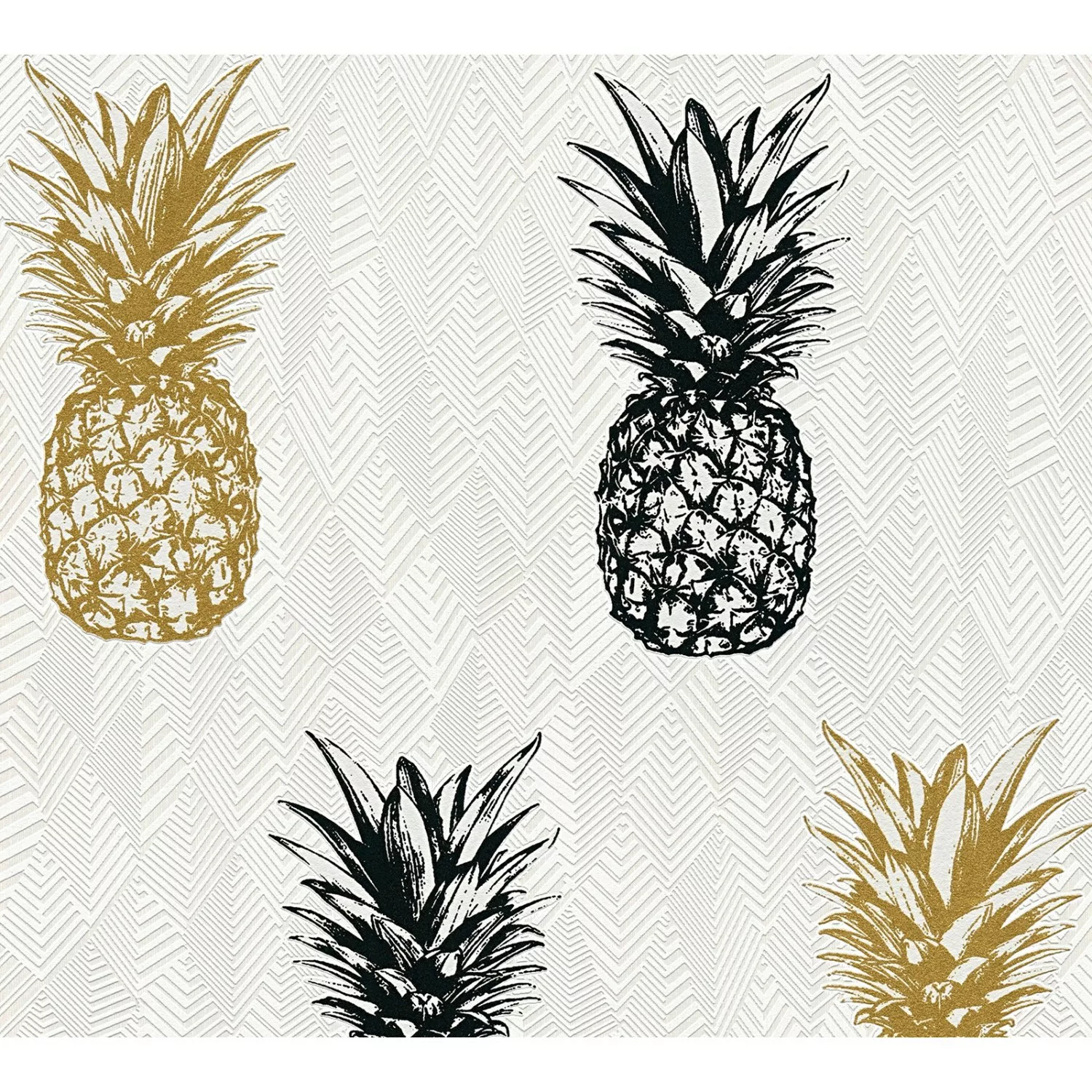 Bricoflor ananas Tapete als Panel Selbstklebende Tapete inSchwarz und Gold günstig online kaufen