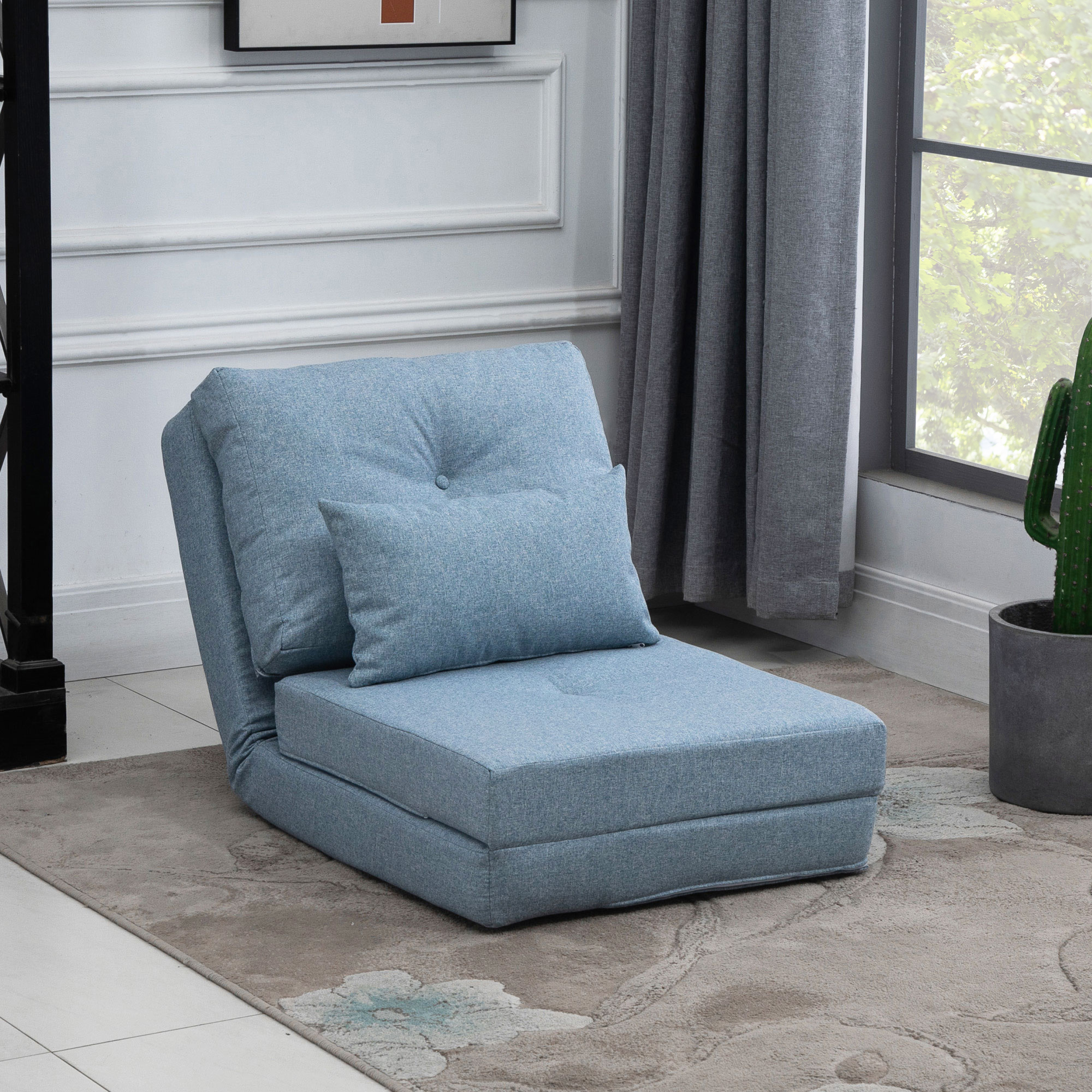HOMCOM Bodensessel 2-in-1 Klappbett mit verstellbarer Rückenlehne Bodensofa günstig online kaufen