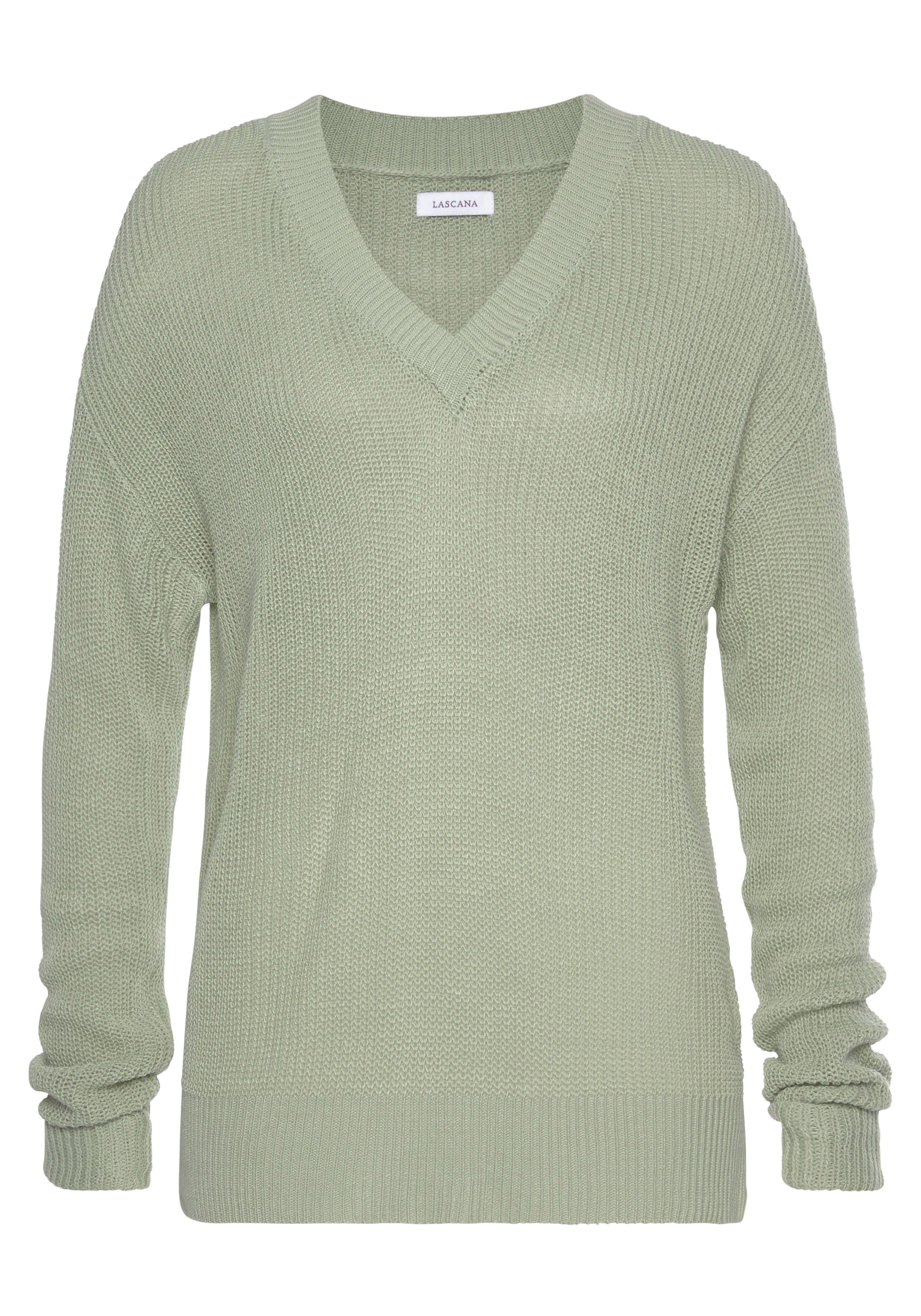 LASCANA V-Ausschnitt-Pullover, aus weichem Strick, bequemer Damenpullover günstig online kaufen
