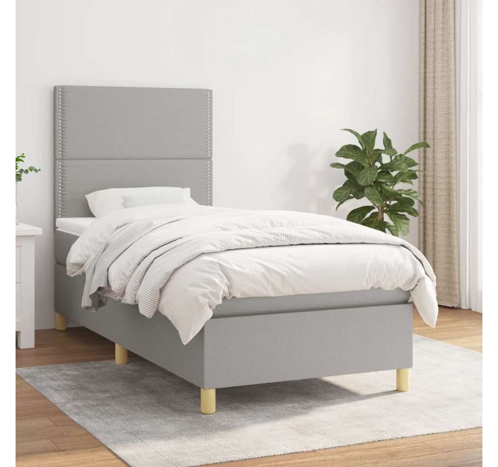 vidaXL Boxspringbett Boxspringbett mit Matratze Taupe 90x200 cm Stoff Bett günstig online kaufen