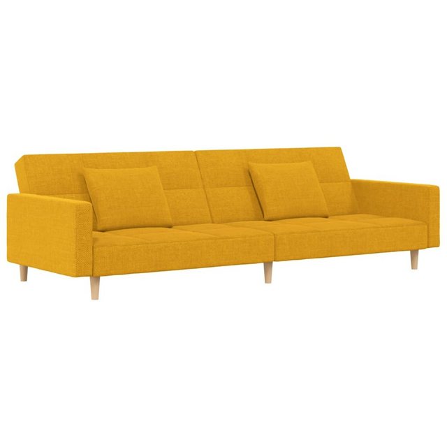 vidaXL Schlafsofa, Sofa 2-Sitzer mit 2 Kissen Gelb Stoff günstig online kaufen