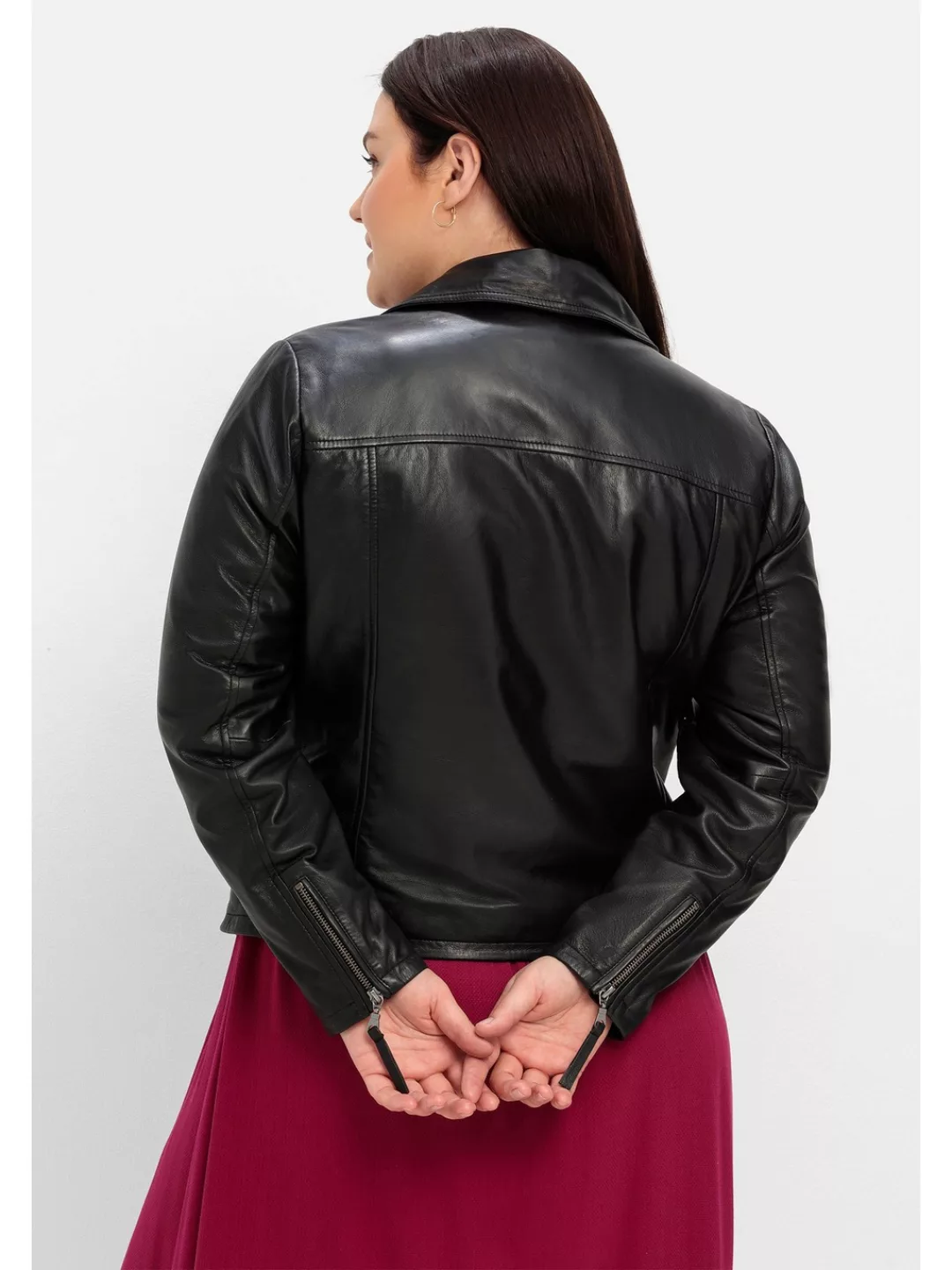 Sheego Lederjacke Große Größen aus Lammnappa, im Biker-Stil günstig online kaufen