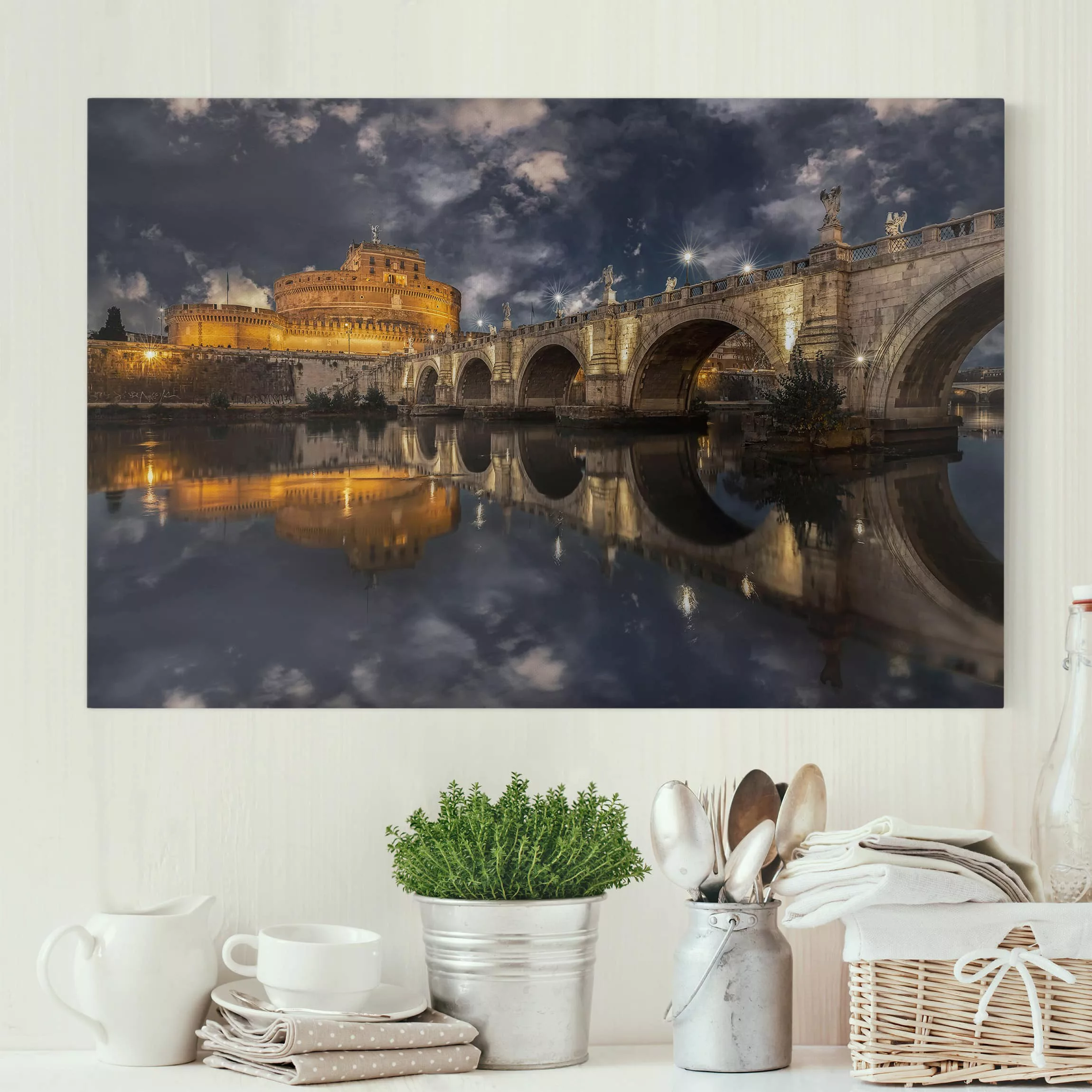 Leinwandbild Architektur & Skyline - Querformat Ponte Sant'Angelo in Rom günstig online kaufen