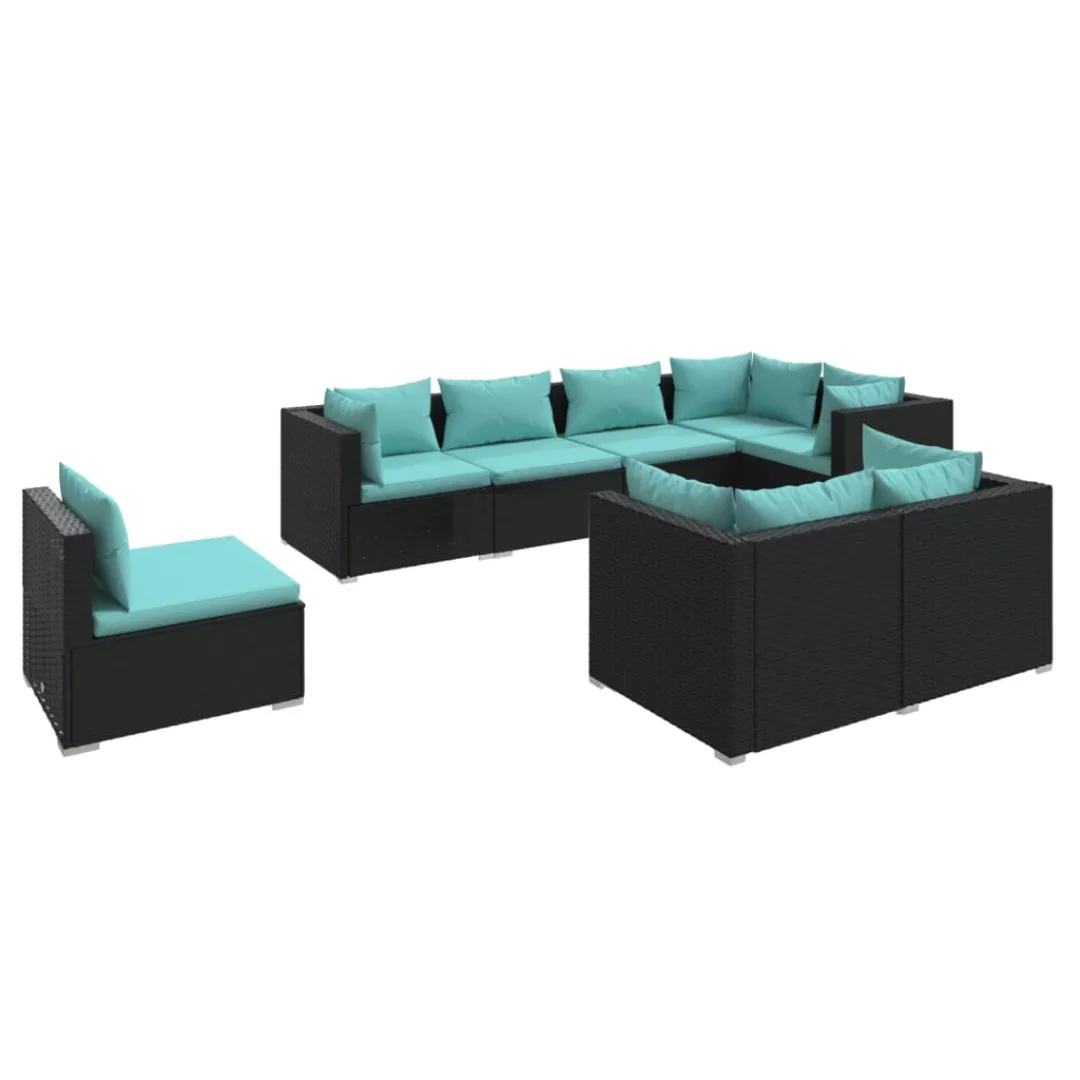 Vidaxl 8-tlg. Garten-lounge-set Mit Kissen Poly Rattan Schwarz günstig online kaufen