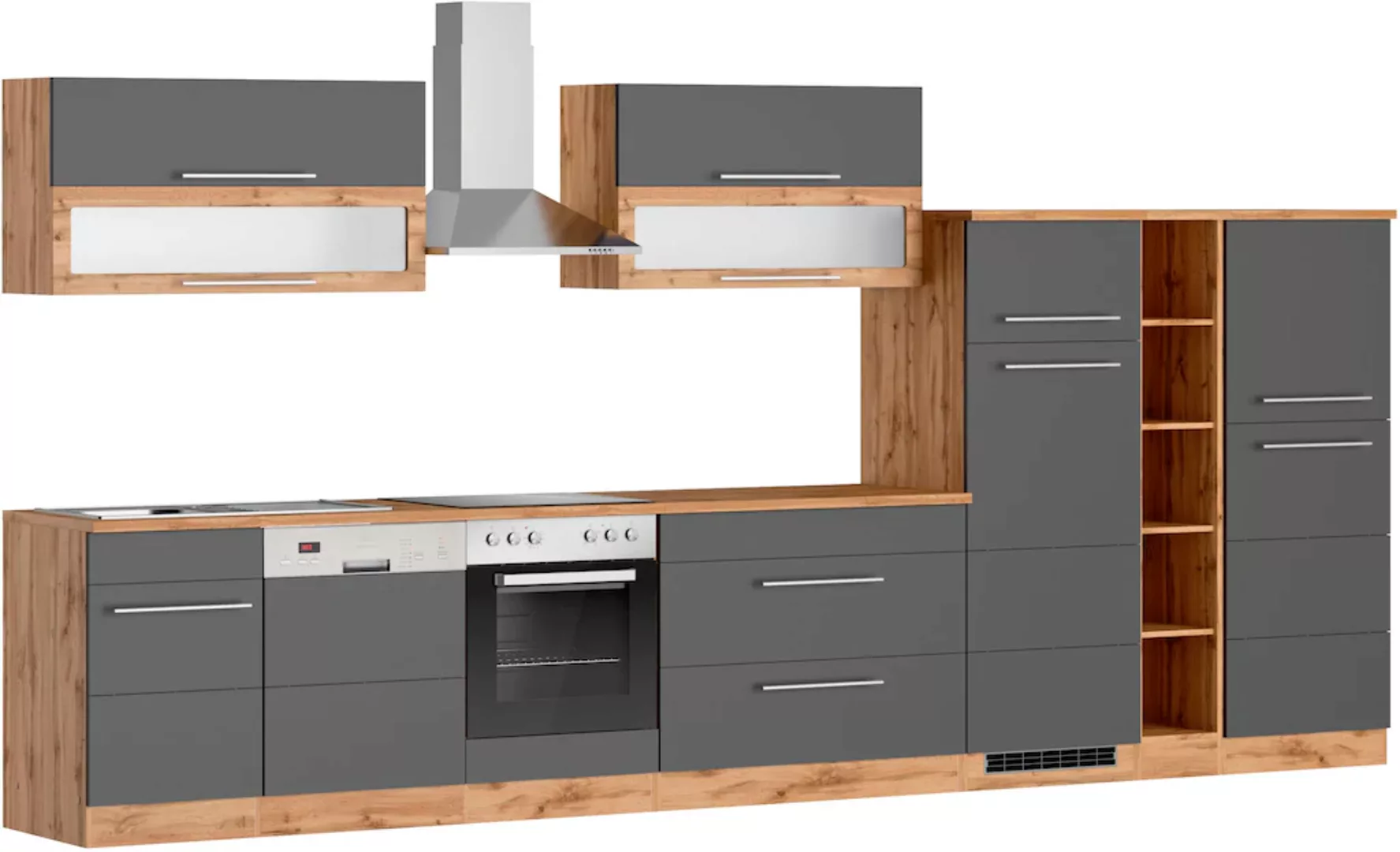Kochstation Küche "KS-Wien", Breite 420 cm, wahlweise mit E-Geräten günstig online kaufen