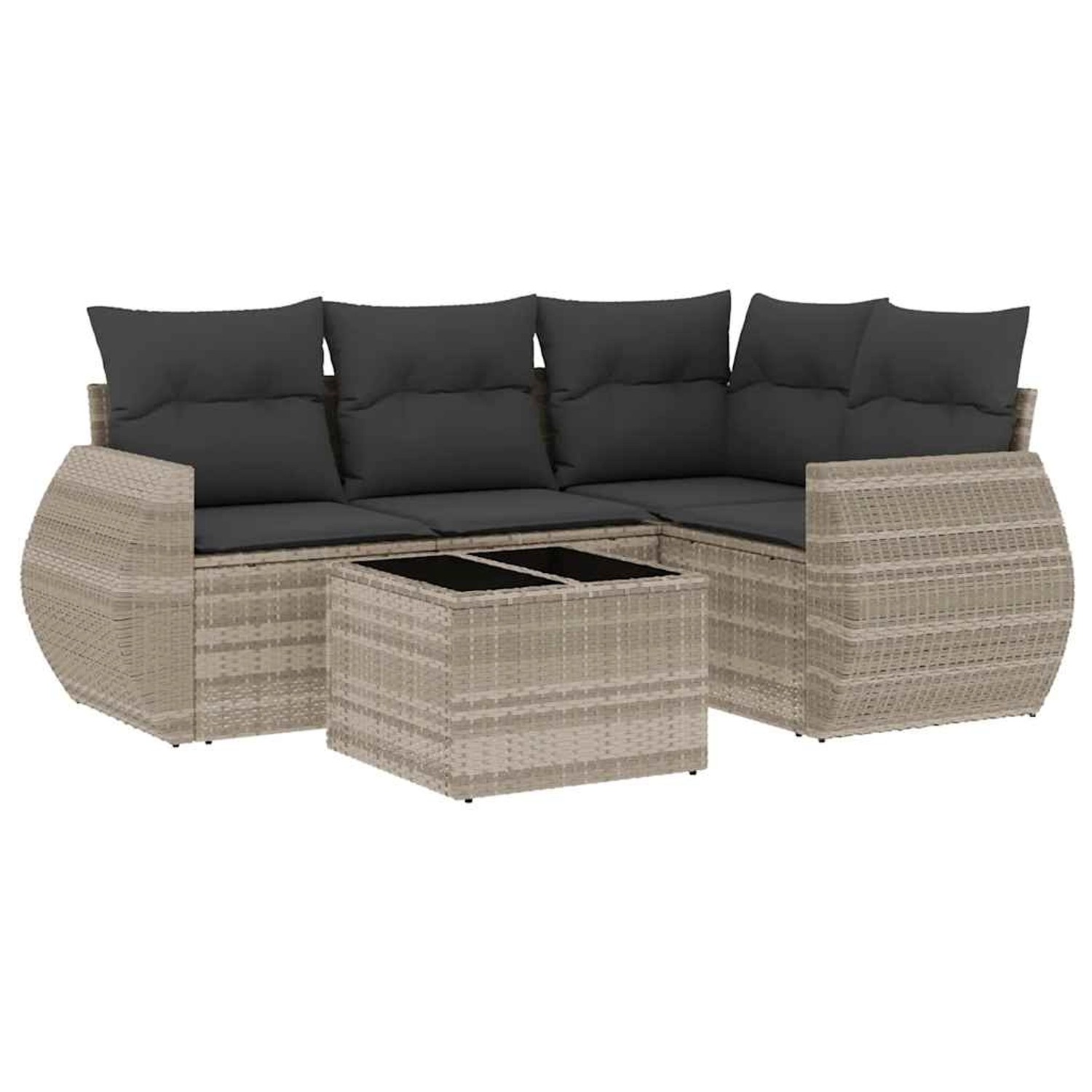 vidaXL 5-Tlg Garten-Sofagarnitur mit Kissen Hellgrau Poly Rattan 3221321 günstig online kaufen