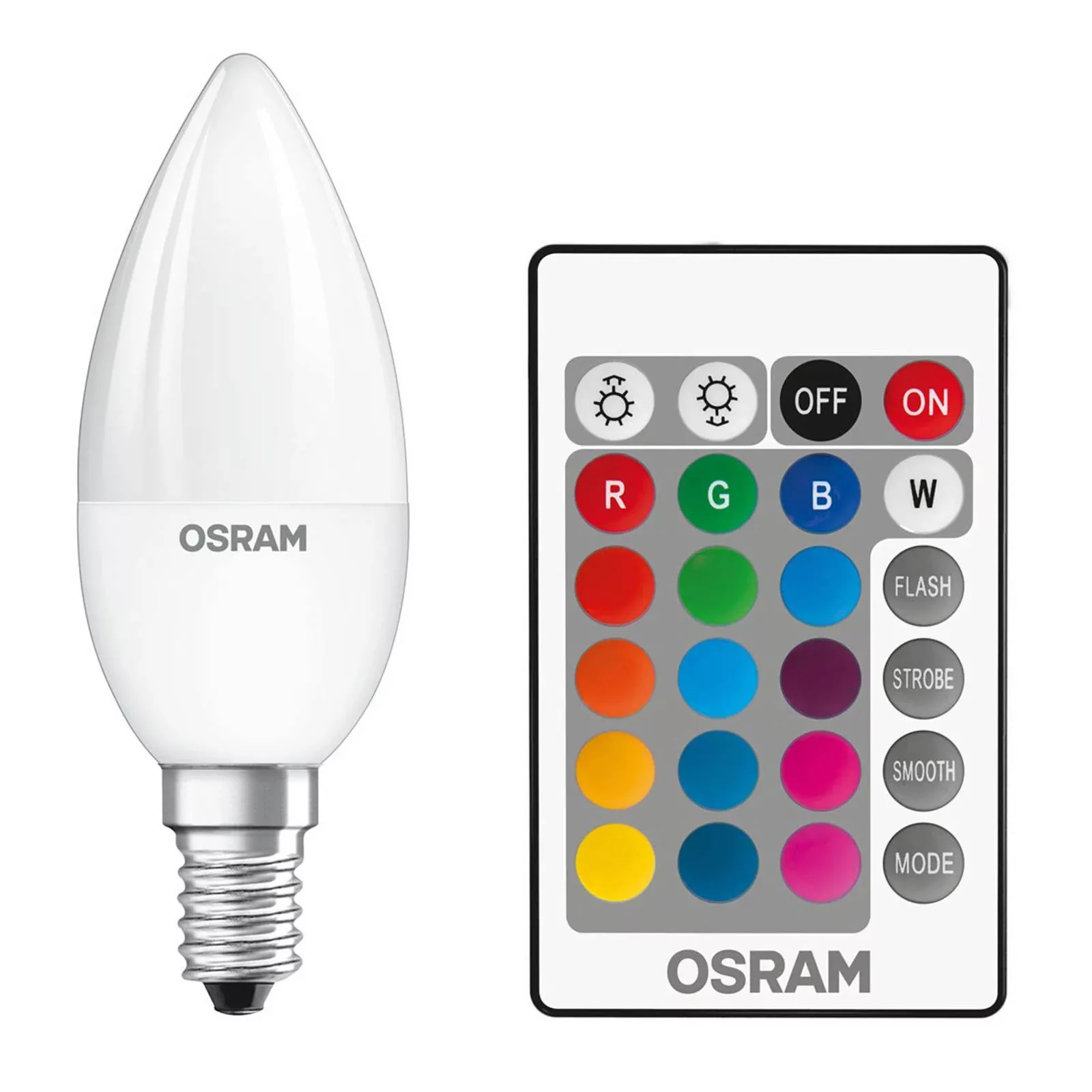 Osram LED Lampe ersetzt 25W E14 Kerze - B38 in Weiß 4,2W 250lm RGBW dimmbar günstig online kaufen