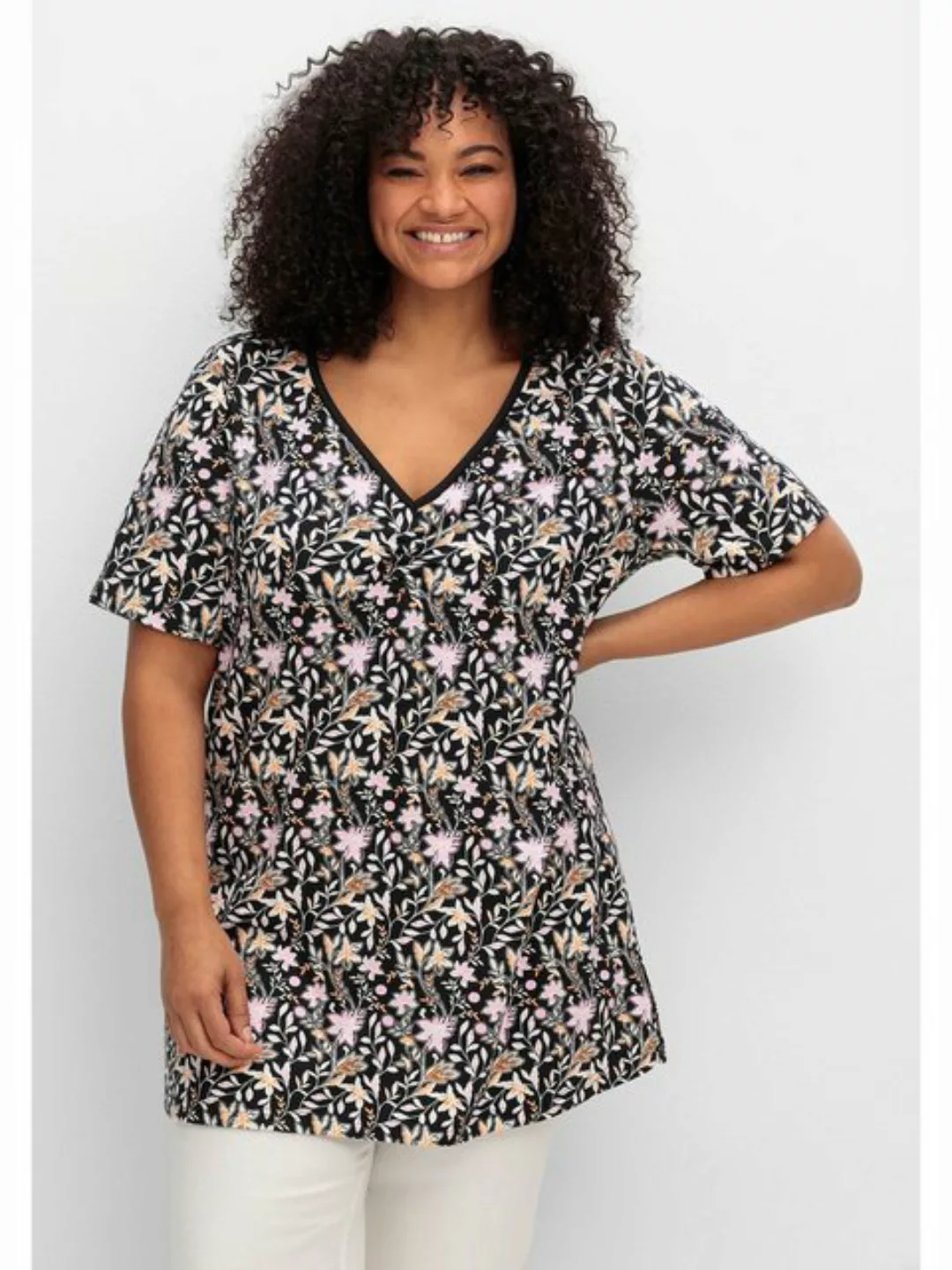 Sheego T-Shirt Große Größen mit Blumendruck, in leichter A-Linie günstig online kaufen