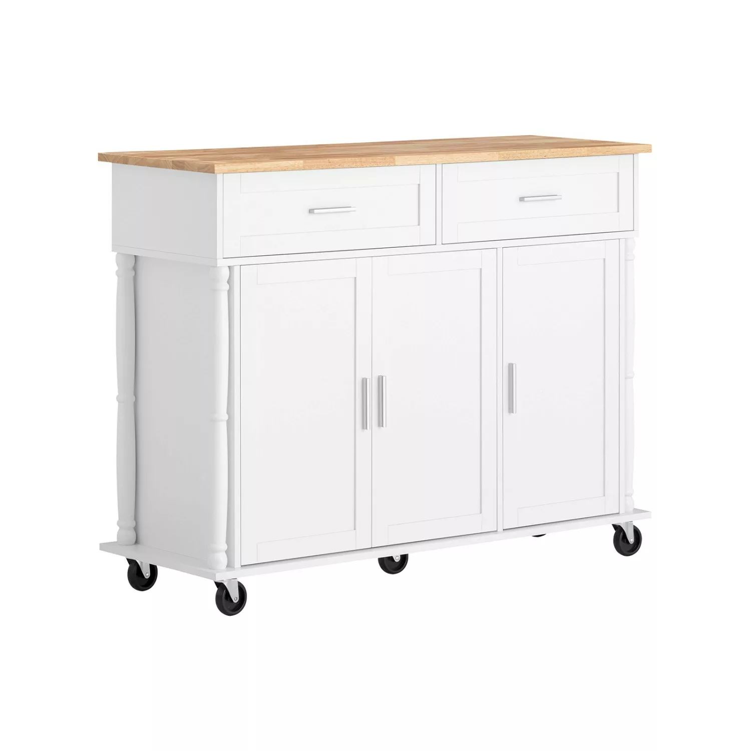 SoBuy Kücheninsel mit Arbeitsplatte Küchenschrank Rollwagen Weiß FKW116-WN günstig online kaufen