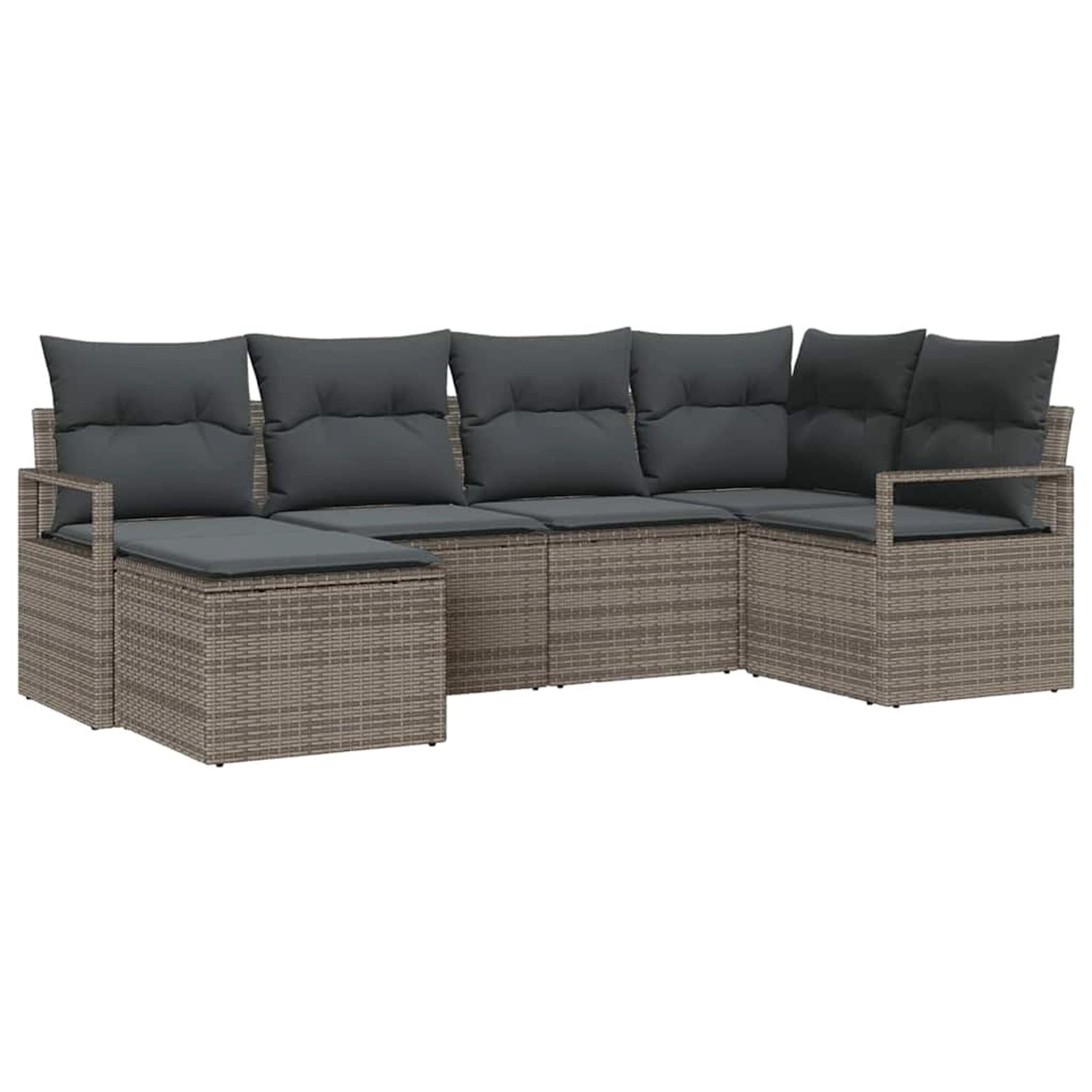 vidaXL Garten-Sofa-Set 6-Tlg Grau Poly Rattan 3346449 günstig online kaufen