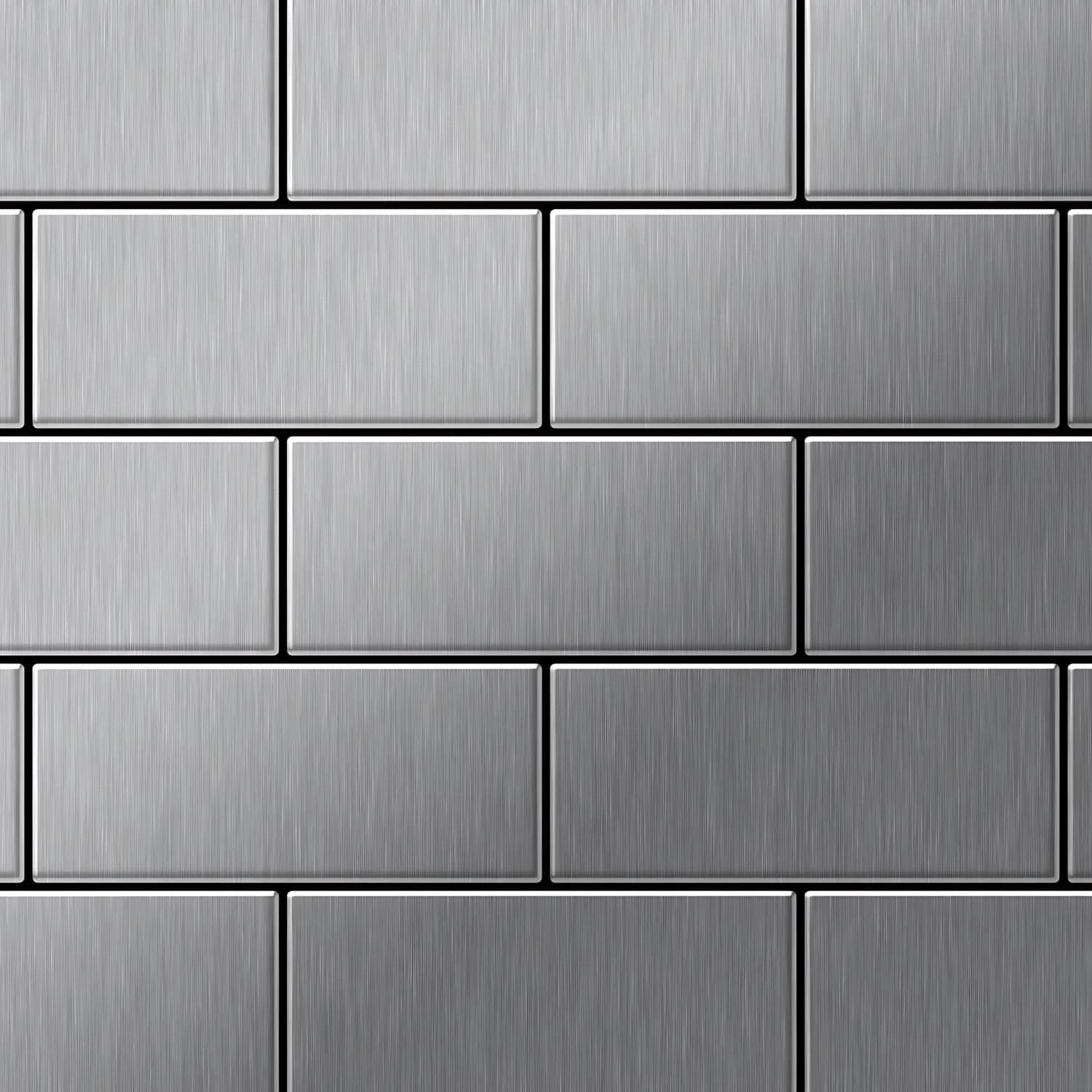 ALLOY Mosaik Fliese Massiv Metall Edelstahl Gebürstet Grau 1,6mm Stark Subw günstig online kaufen