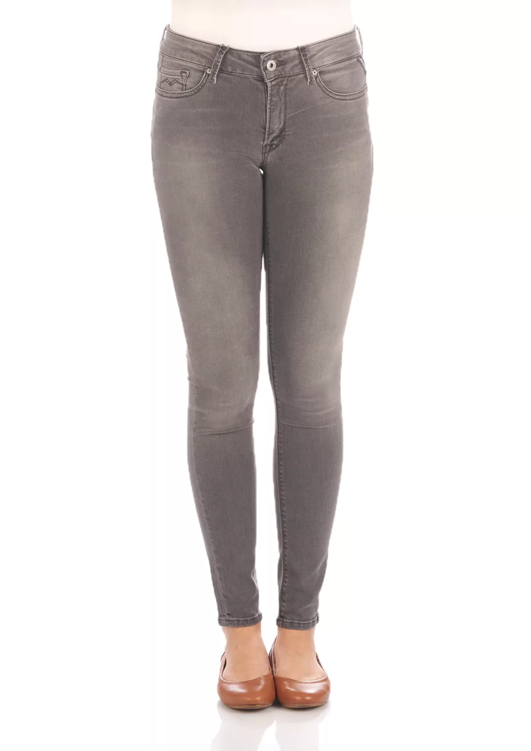 Replay Damen Jeans New Luz - Skinny Fit - Grau - Dark Grey Denim günstig online kaufen