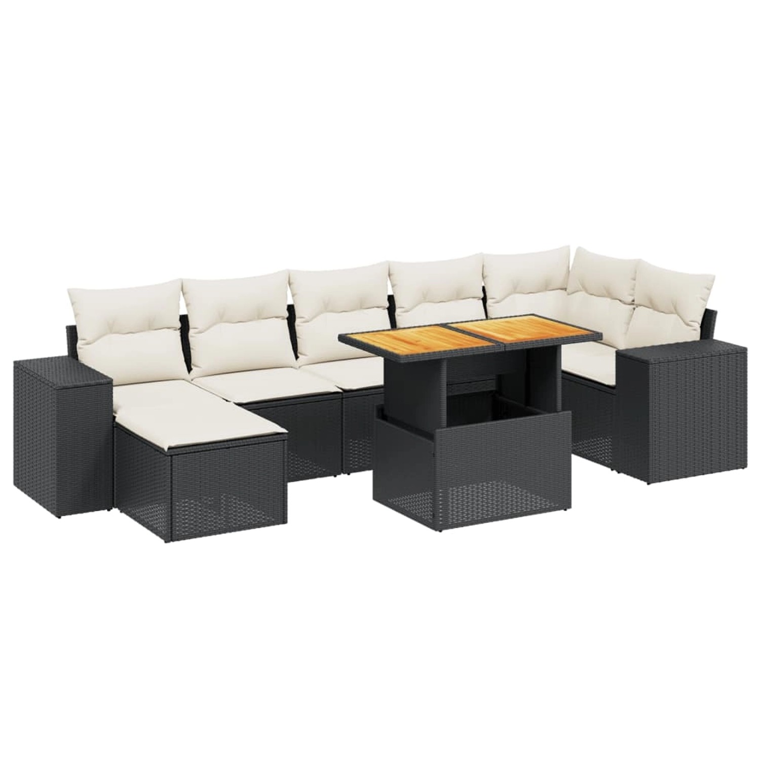 vidaXL 8-Tlg Garten-Sofagarnitur mit Kissen Schwarz Poly Rattan 3275933 günstig online kaufen