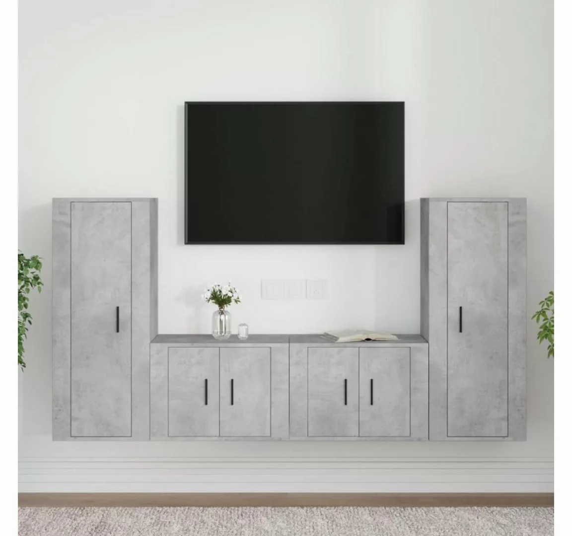 furnicato TV-Schrank 4-tlg. TV-Schrank-Set Betongrau Holzwerkstoff günstig online kaufen