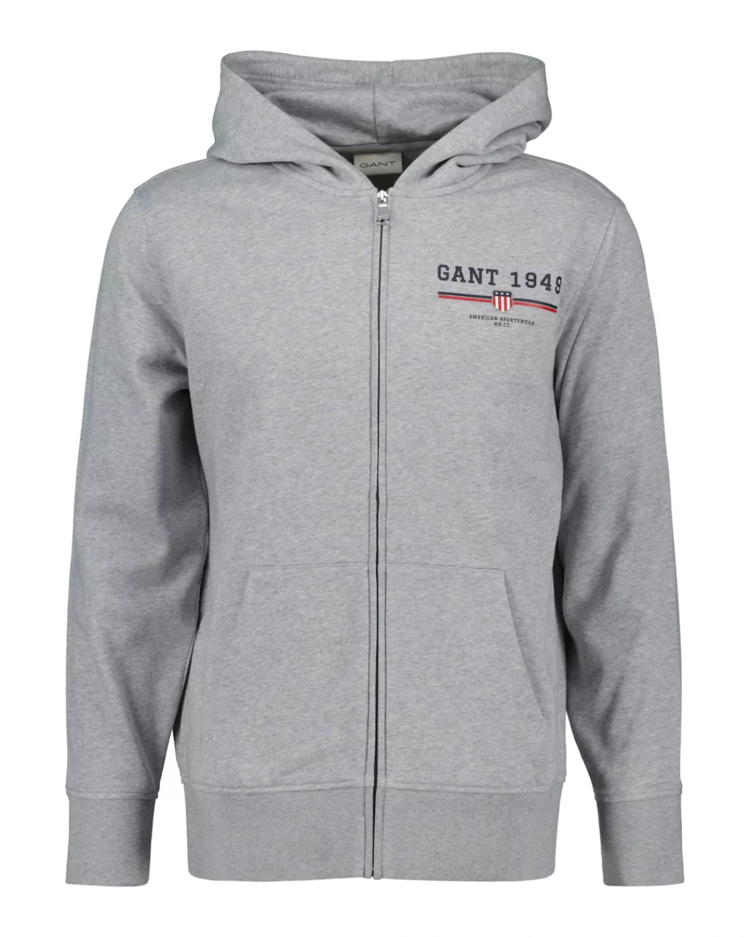 Gant Kapuzensweatjacke "GRAPHIC FULL ZIP HOODIE", Kängurutasche, Rippbündch günstig online kaufen