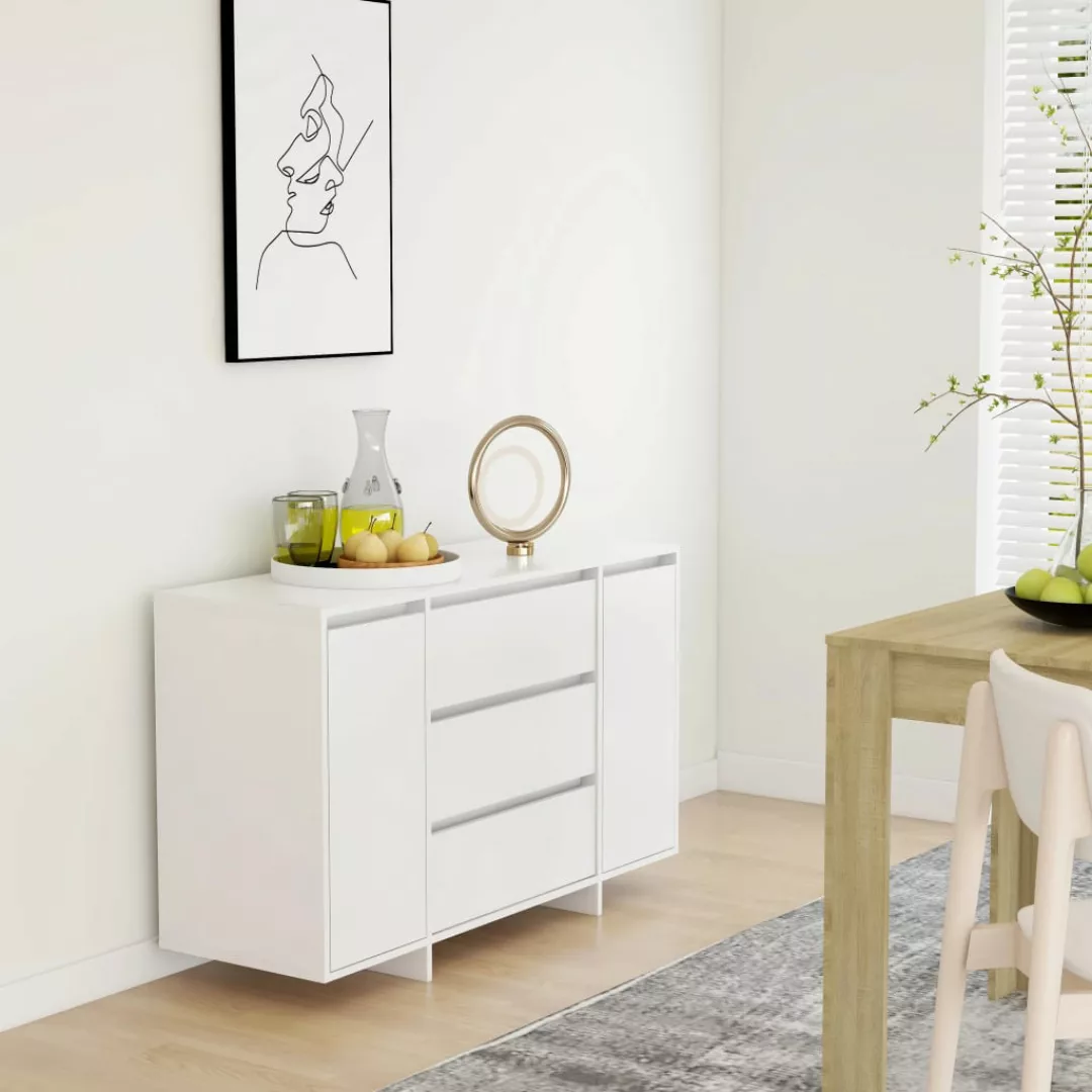 Sideboard Mit 3 Schubladen Weiß 120x41x75 Cm Spanplatte günstig online kaufen