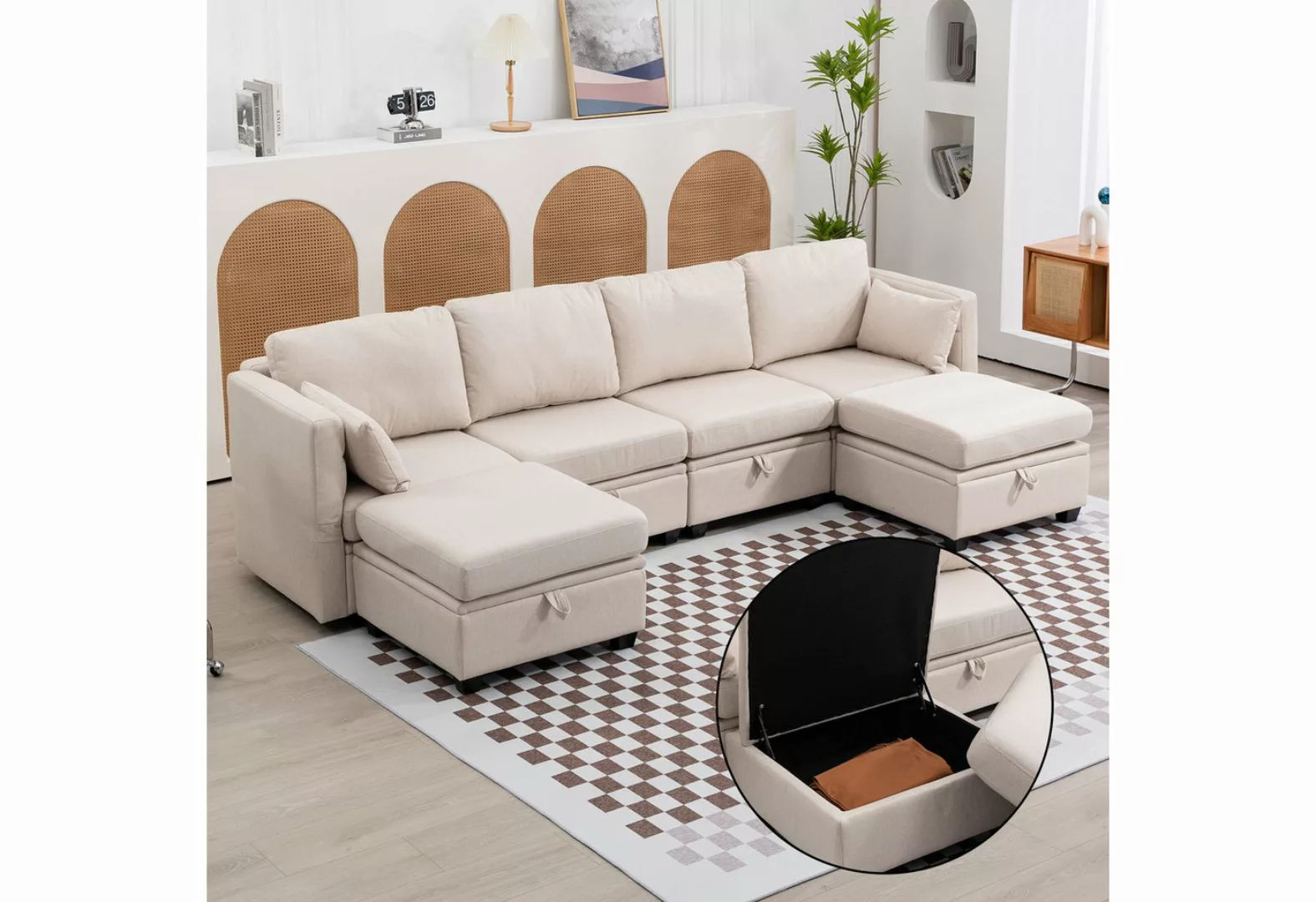 Blusmart Ecksofa Soft Sektional U-förmigen Sofa mit Lagerung, lässig Spleiß günstig online kaufen