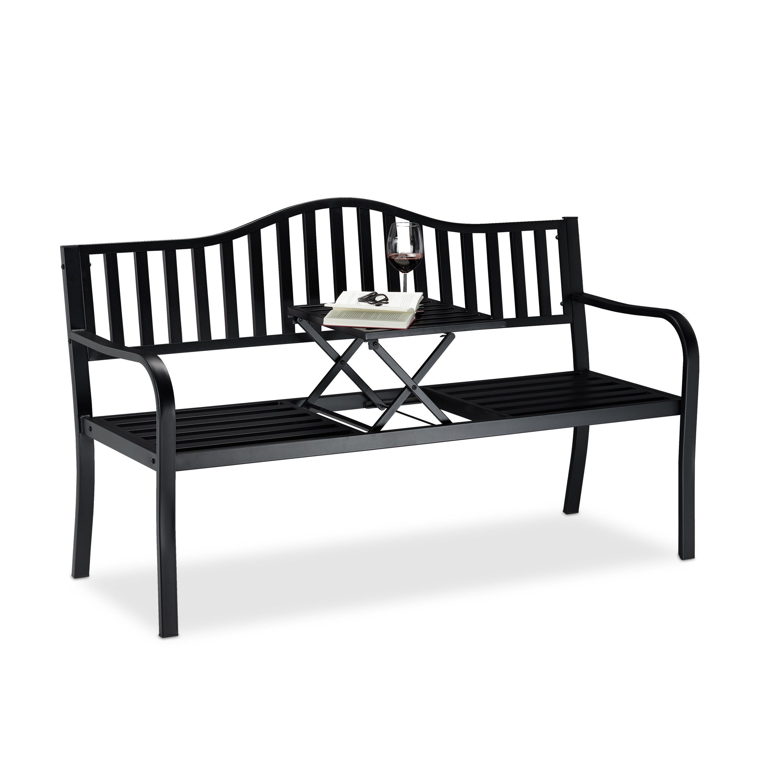 relaxdays Gartenbank mit ausklappbarem Tisch günstig online kaufen
