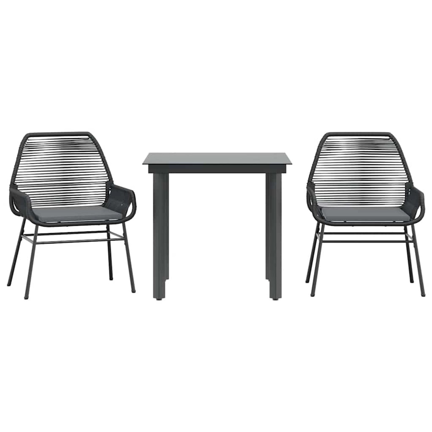 vidaXL 3-Tlg Garten-Essgruppe mit Kissen Schwarz Poly Rattan Glas 3334562 günstig online kaufen