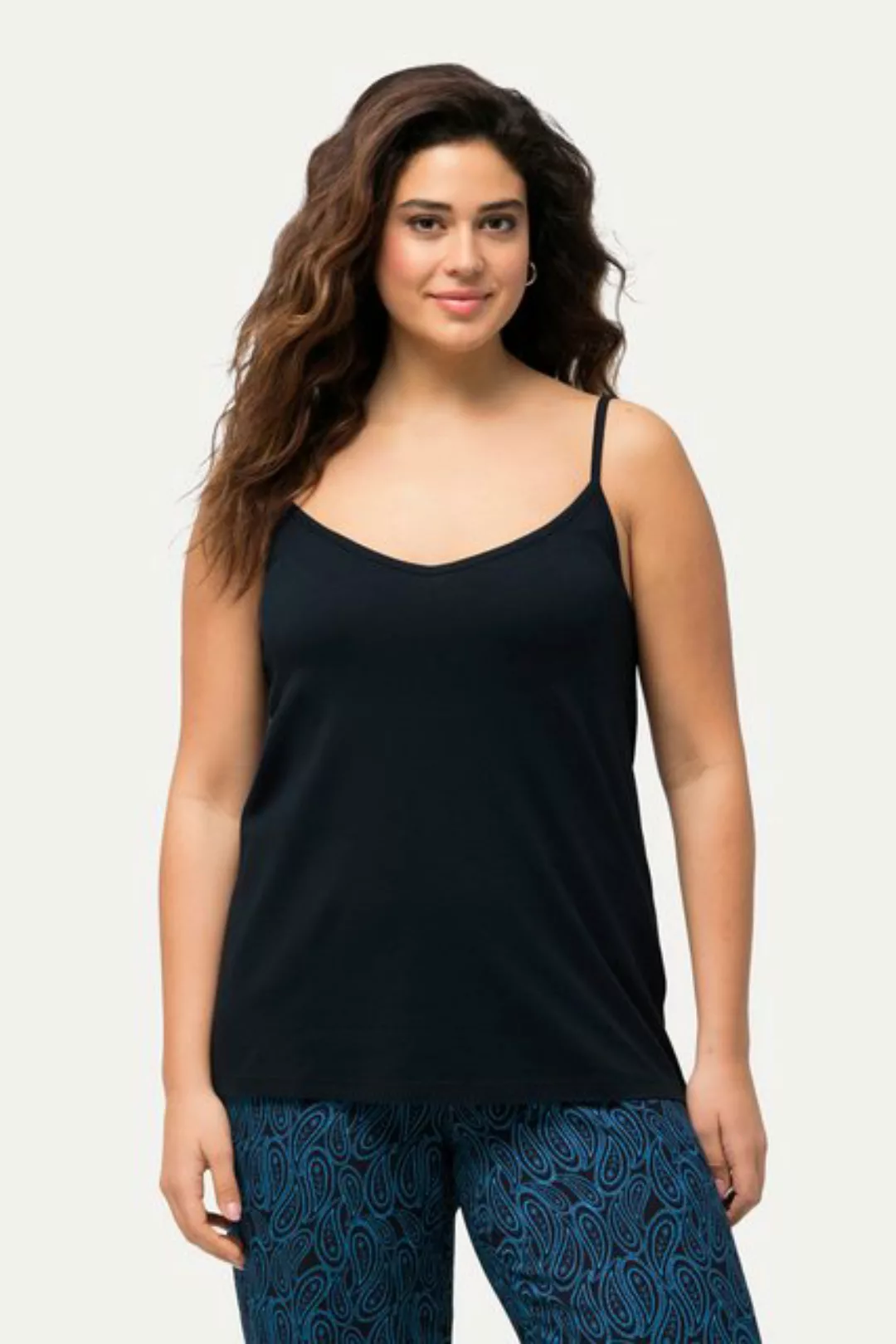 Ulla Popken Longtop Top V-Ausschnitt ärmellos Spaghettiträger günstig online kaufen