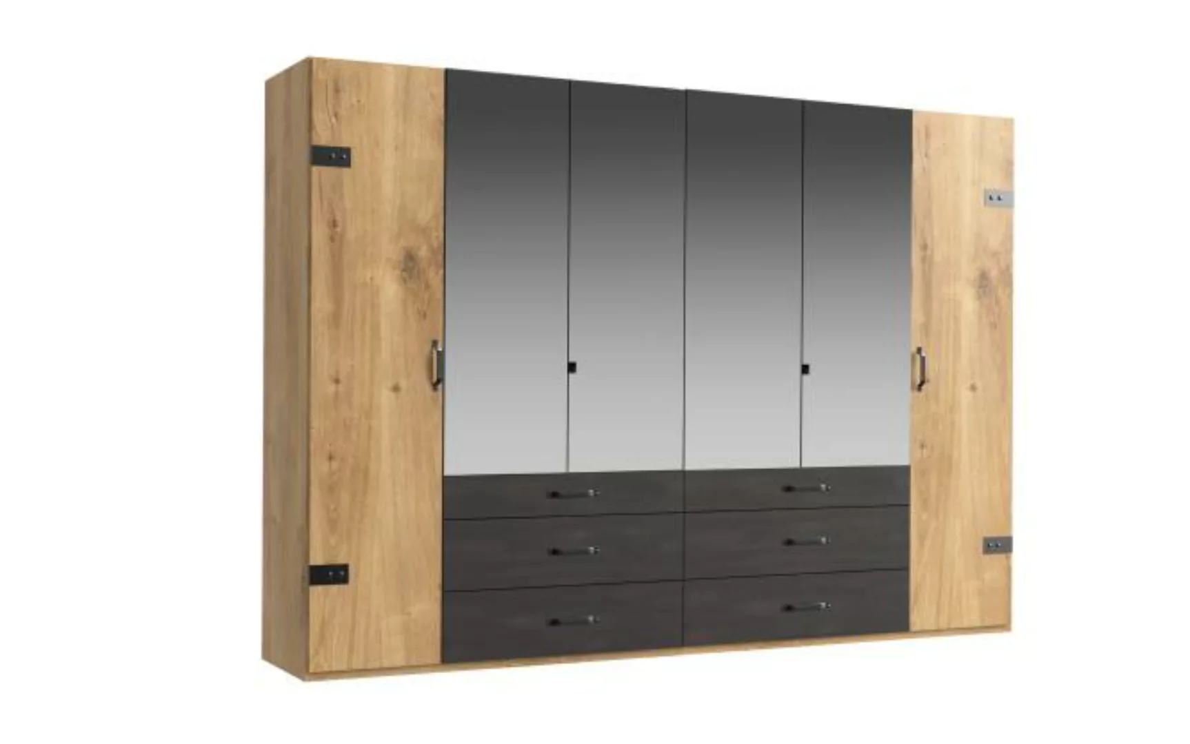 Kleiderschrank Industrial Look 6trg mit 4 Spiegel DETROIT von FRESHTOGO bra günstig online kaufen