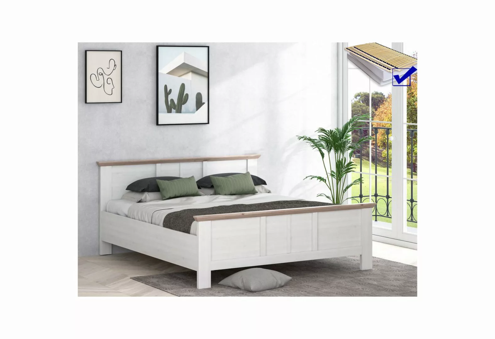 expendio Bett Iliano 1, Schneeeiche / Nelson Oak, 193x211x96 cm günstig online kaufen