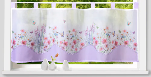Weckbrodt Scheibengardine »Leonie«, (1 St.), Bistro, Voile, bedruckt, flora günstig online kaufen