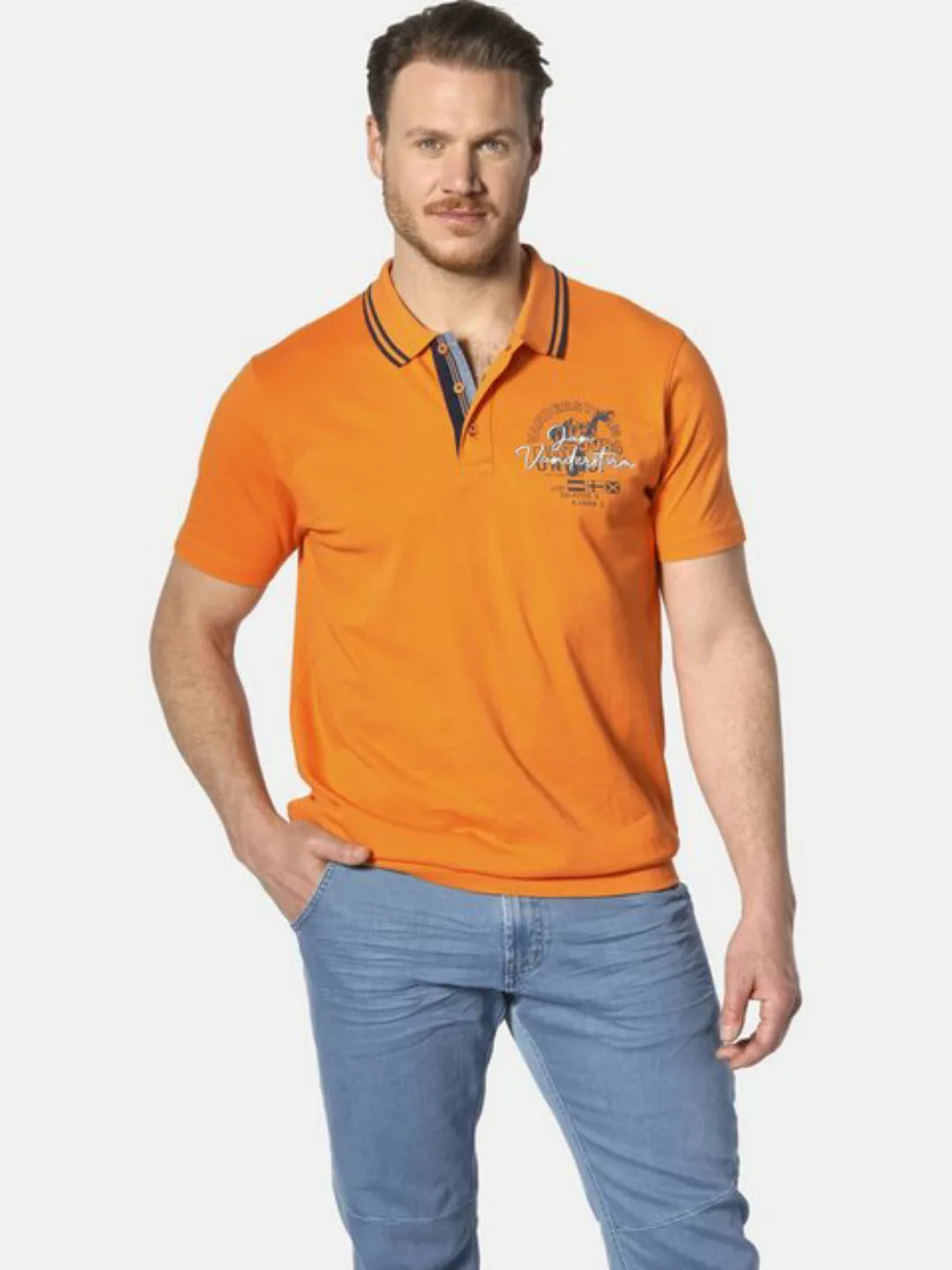 Jan Vanderstorm Poloshirt HROLFMUND mit Kontrast-Knopfleiste günstig online kaufen