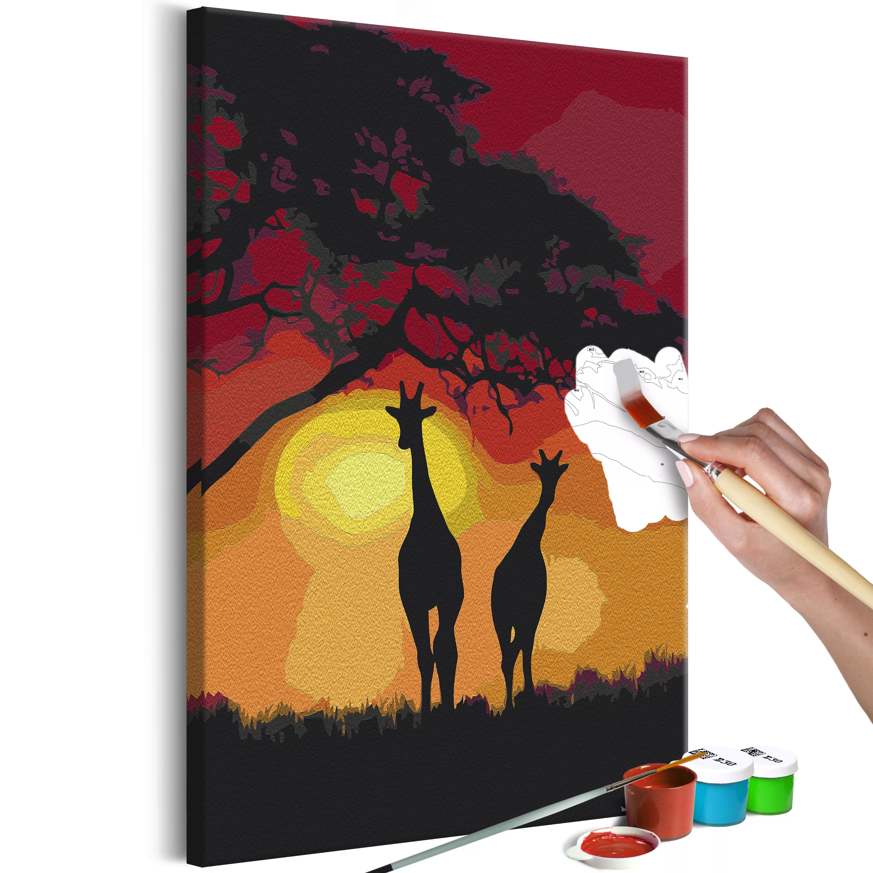 Malen Nach Zahlen - Giraffes And Sunset günstig online kaufen