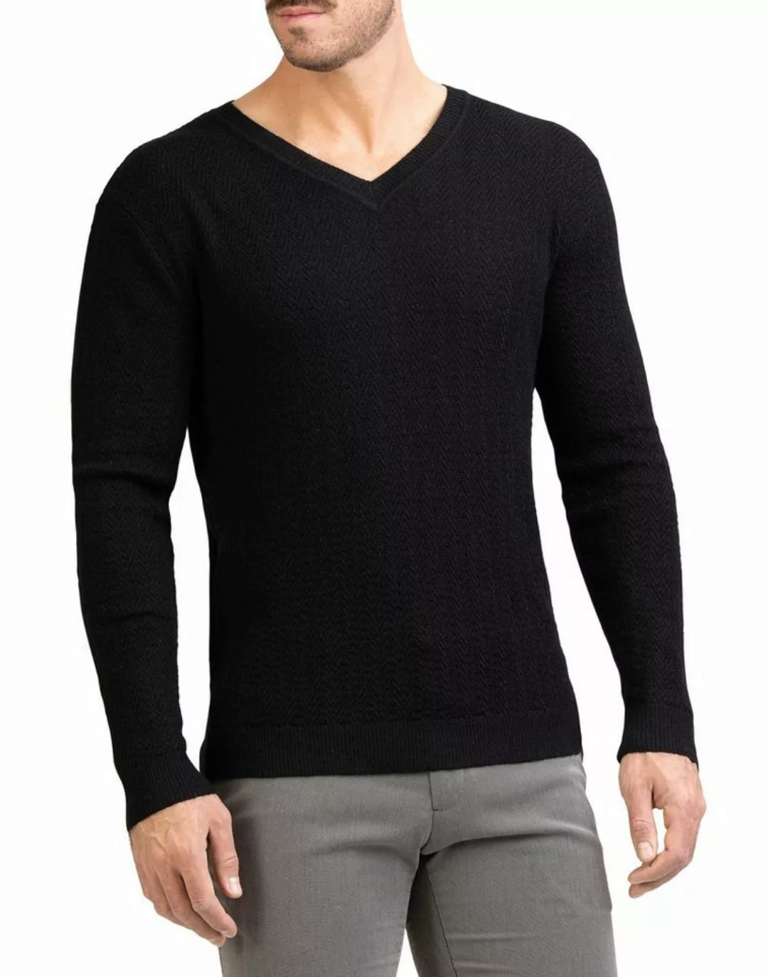 Posh Gear V-Ausschnitt-Pullover Herren V-Neck Pullover Maglione Alpakawolle günstig online kaufen