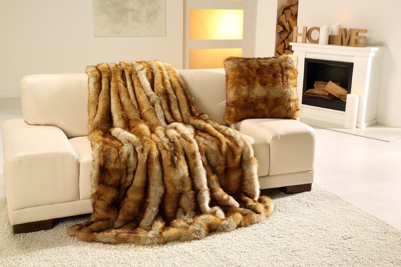 Wohndecke Fuchs Felloptik, Gözze, besonders wärmend, günstig online kaufen