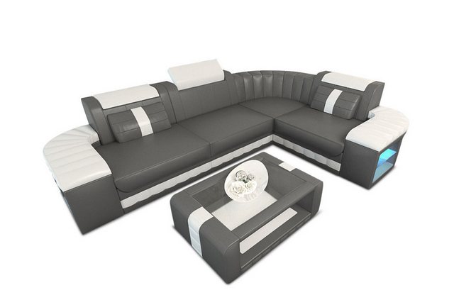 Sofa Dreams Ecksofa Ledersofa Bergamo L Form Mini, Designersofa, Sofa mit B günstig online kaufen