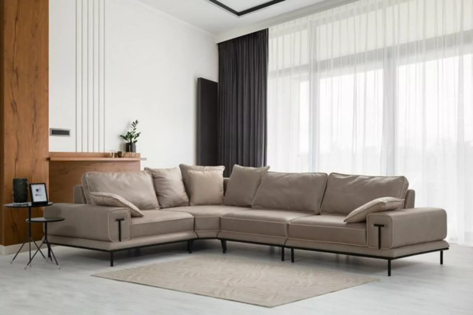 Xlmoebel Ecksofa Elegantes Ecksofa in Beige für das Wohnzimmer, Designer-Wo günstig online kaufen