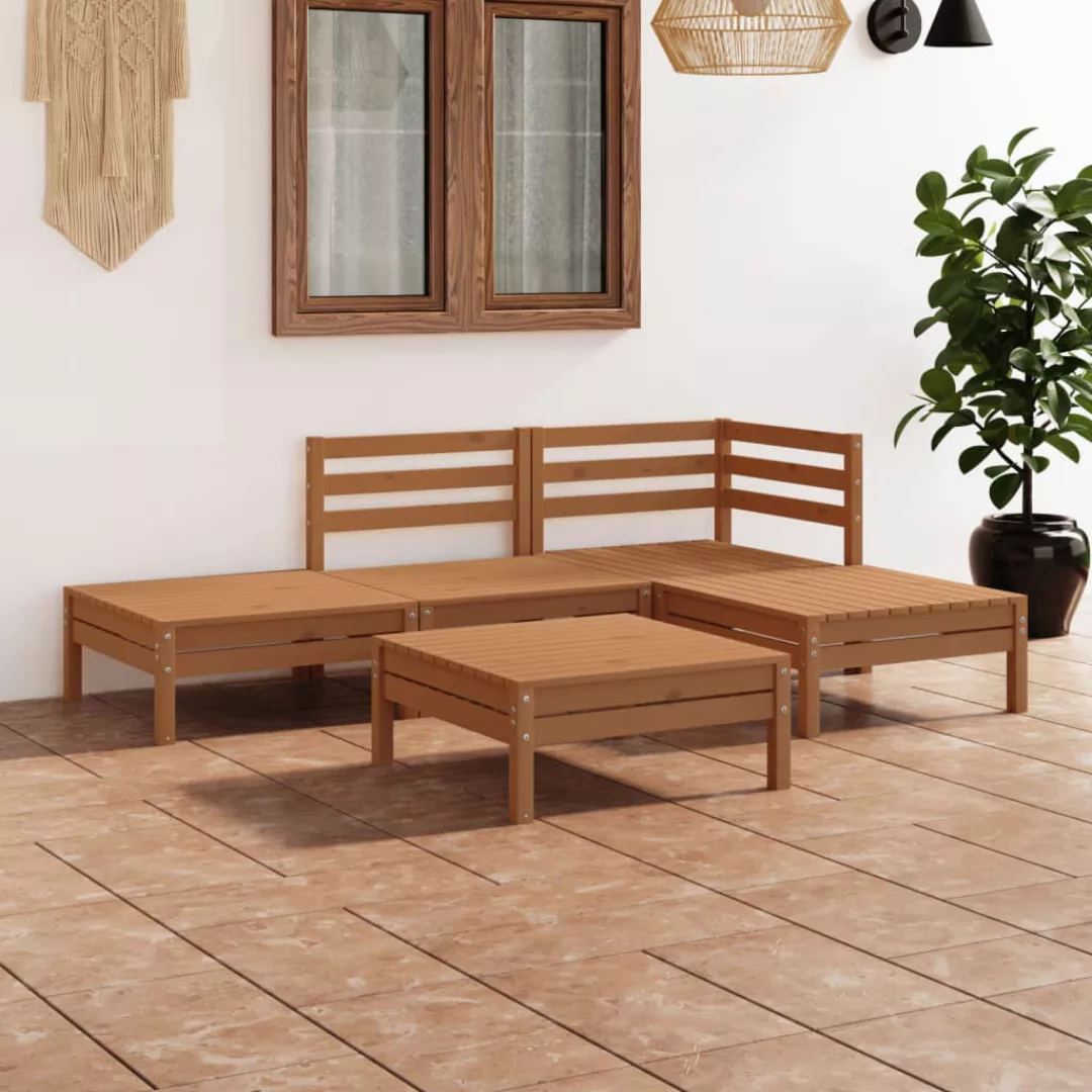 5-tlg. Garten-lounge-set Massivholz Kiefer Honigbraun günstig online kaufen