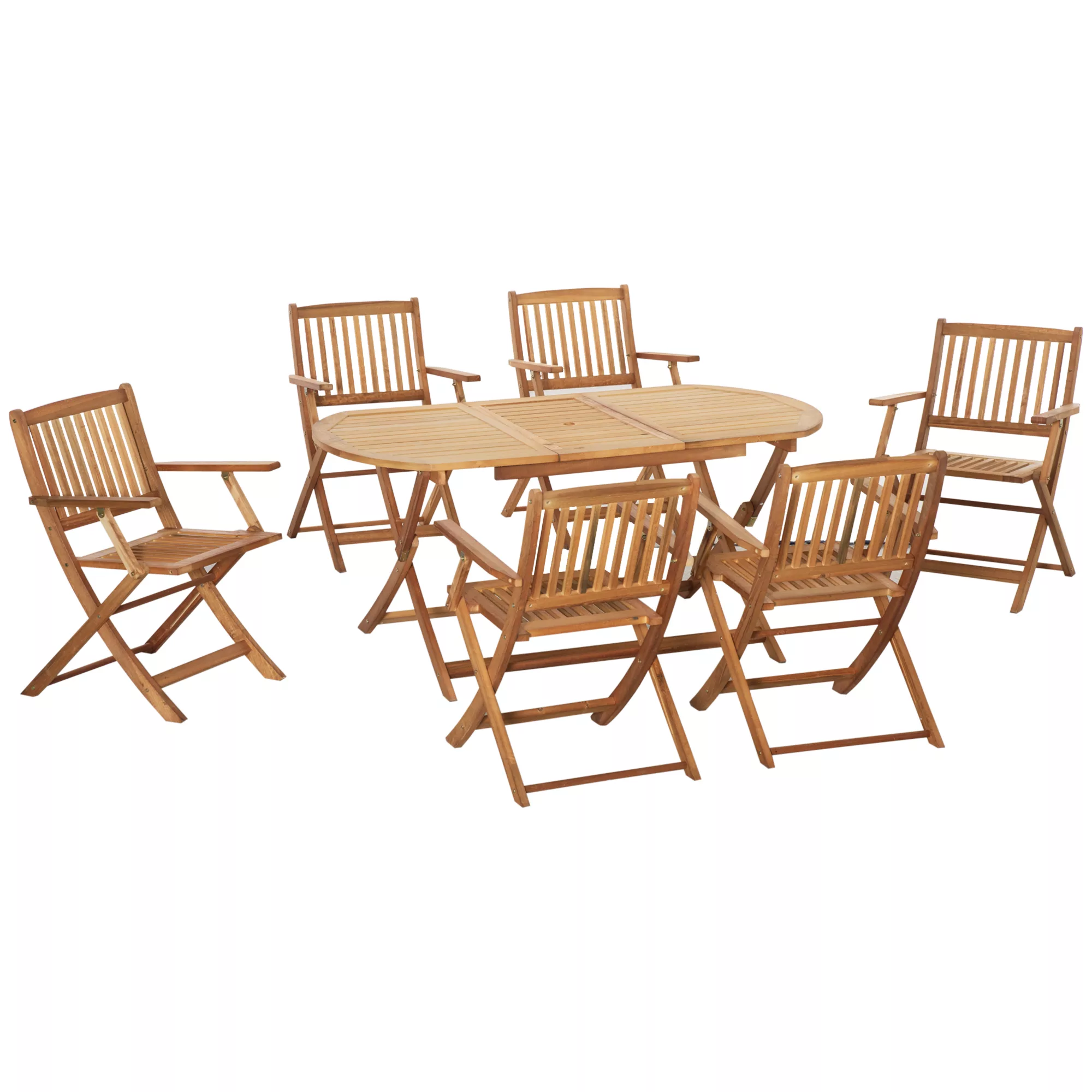 Outsunny Sitzgruppe für 6  Klappbare Essgruppe Gartenmöbel Set aus Massivho günstig online kaufen