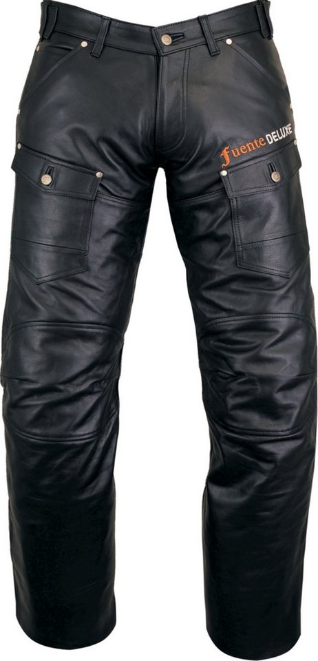 Fuente Leather Wears Lederhose Herren Lederhose, Schwarz, Lange Motorradhos günstig online kaufen