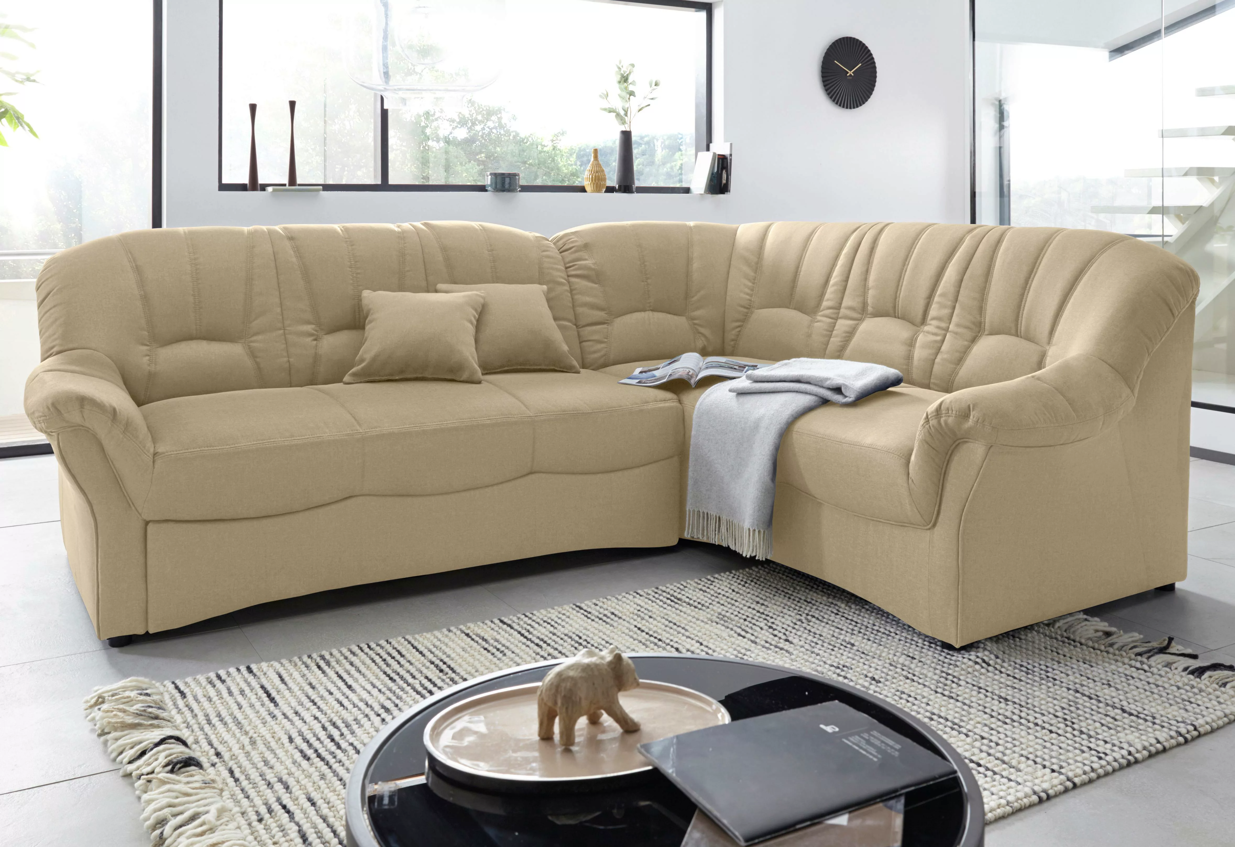 DOMO collection Ecksofa »Bahia, zeitlos und elegant, bequeme Armlehnen, L-F günstig online kaufen